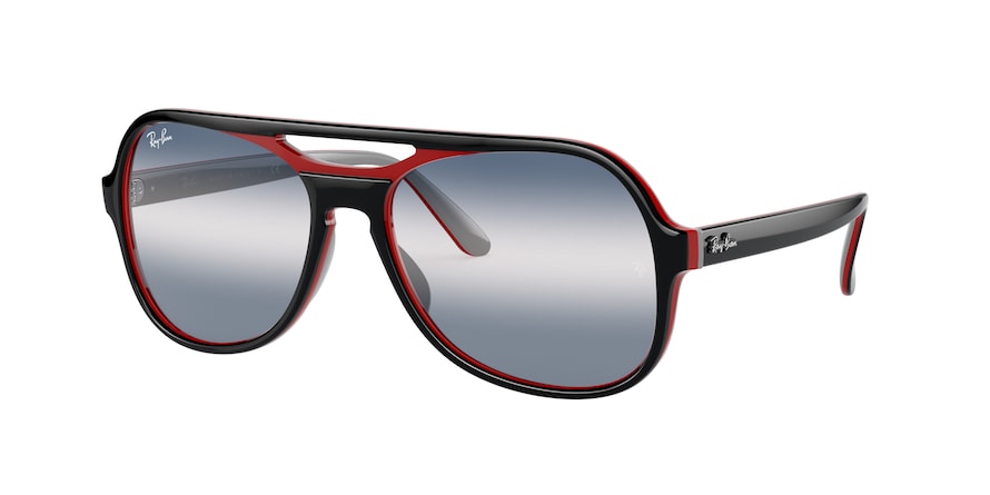 Ray-Ban POWDERHORN RB4357 Pilot Sunglasses  6552GA-BLACK RED BLUE 58-17-140 - Color Map black
