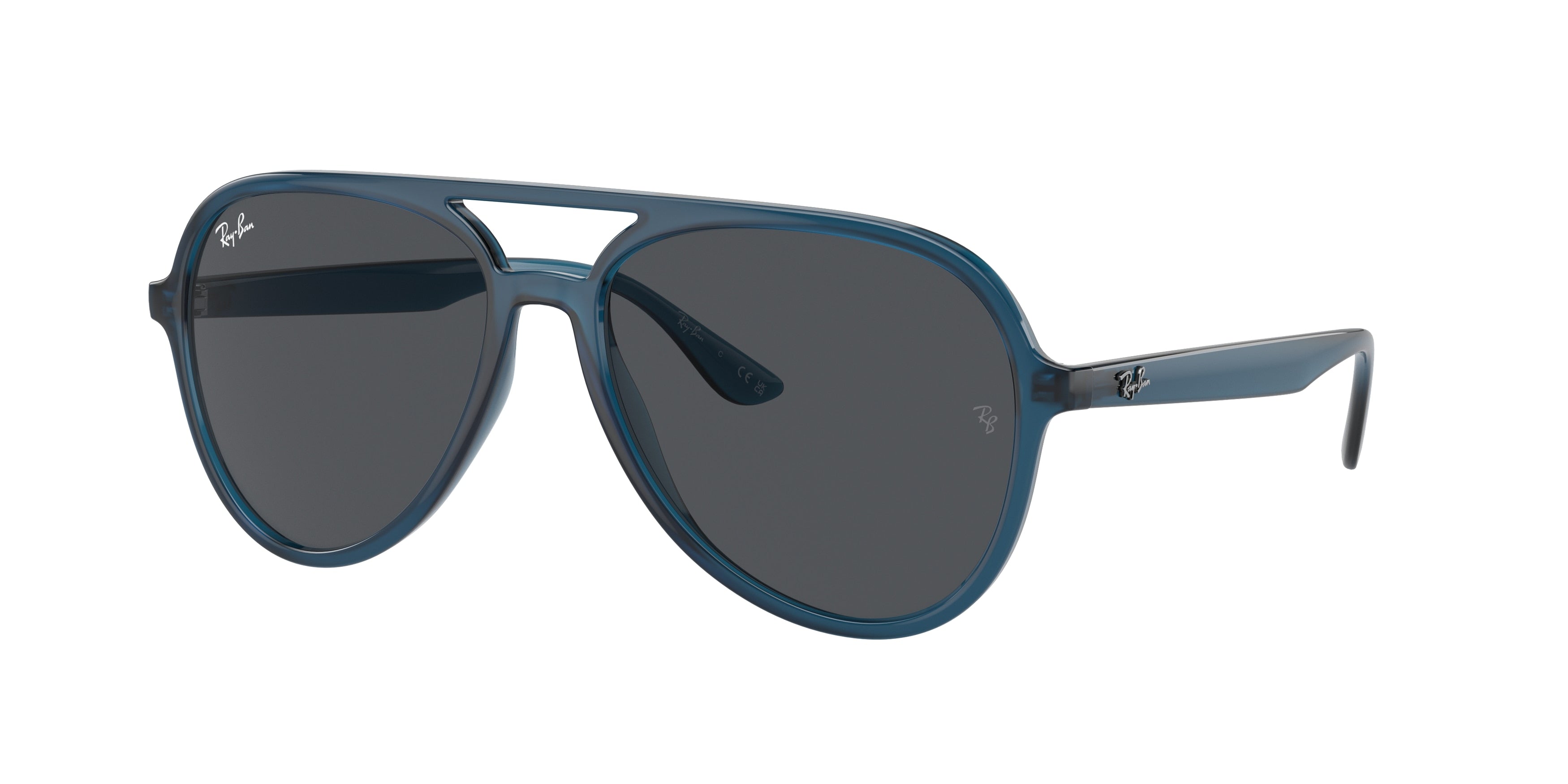 Ray-Ban RB4376 Pilot Sunglasses  669487-Opal Dark Blue 57-145-16 - Color Map Blue