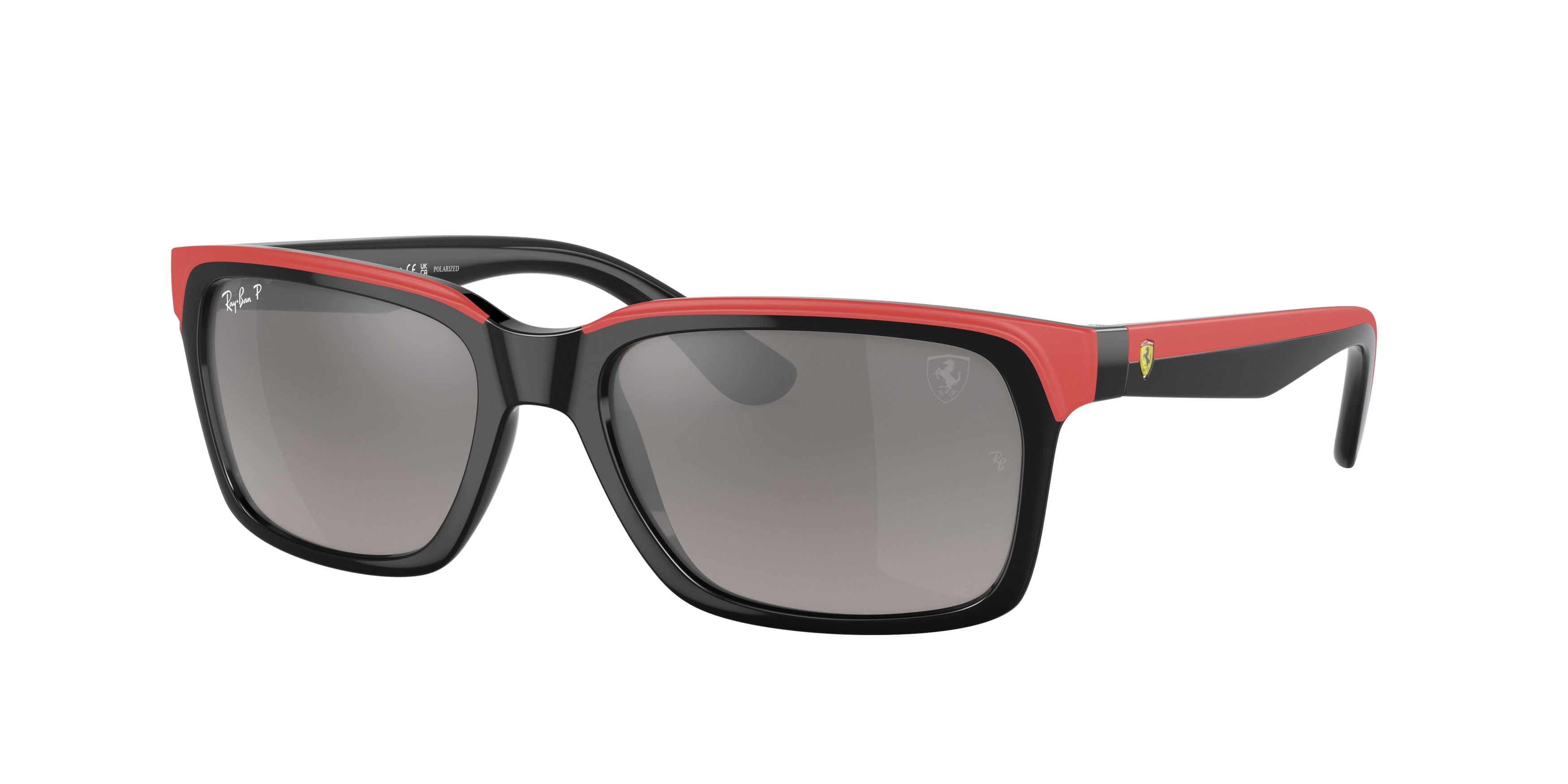 Ray-Ban RB4393M Rectangle Sunglasses  F6015J-Black On Red 55-140-18 - Color Map Black
