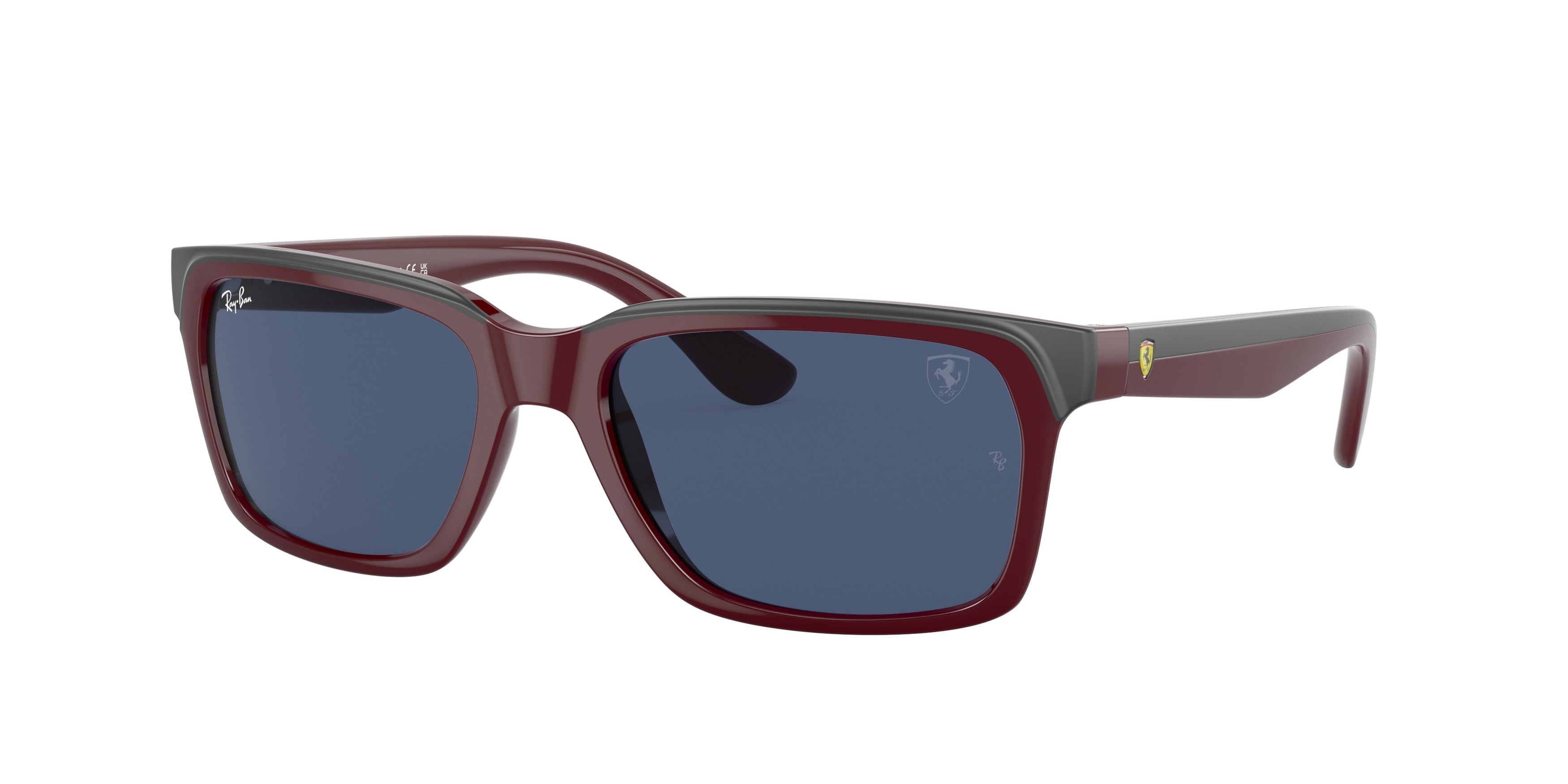 Ray-Ban RB4393M Rectangle Sunglasses  F67980-Dark Red On Grey 55-140-18 - Color Map Red