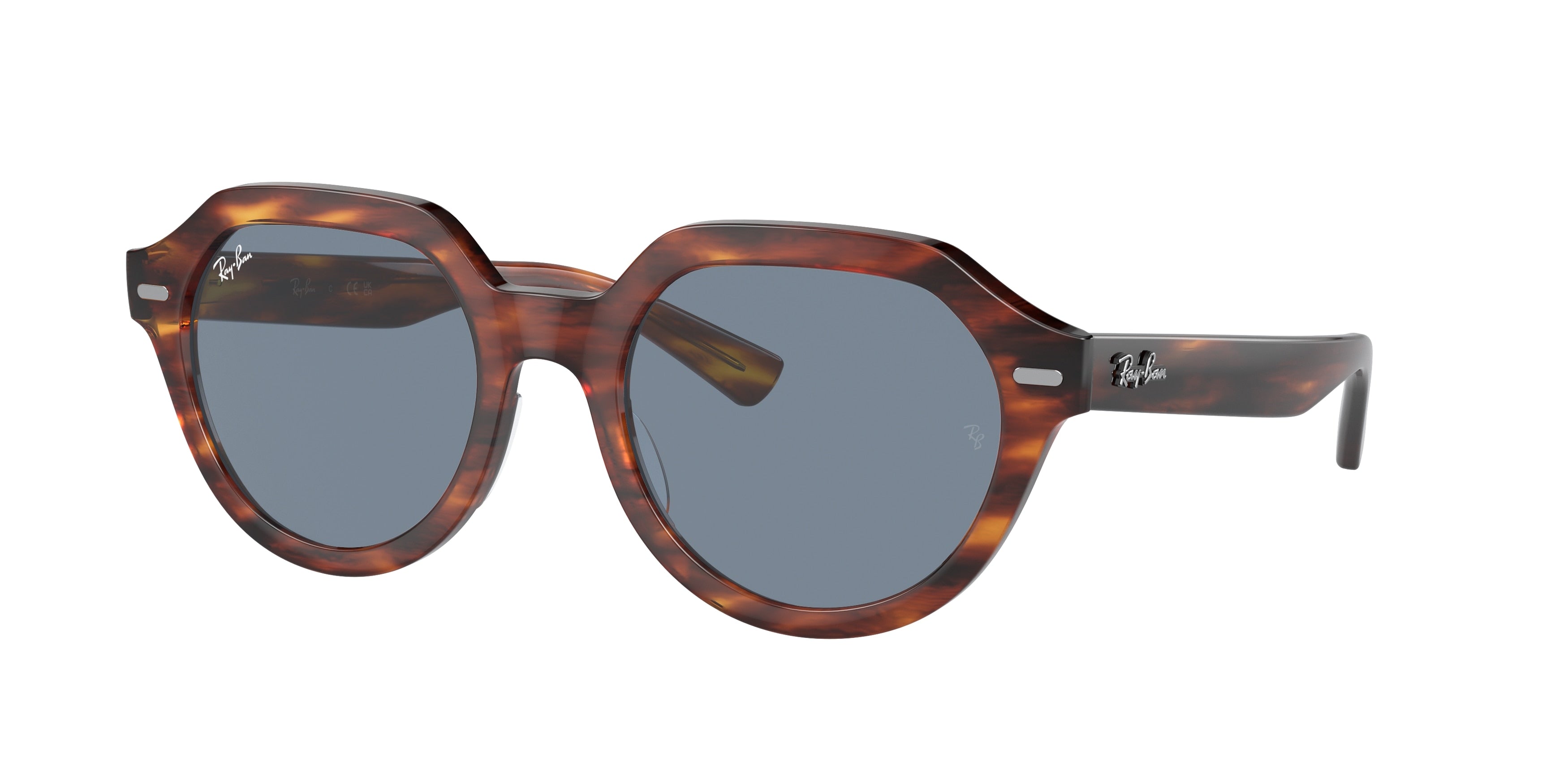 Ray-Ban GINA RB4399F Square Sunglasses  954/62-Striped Havana 53-140-21 - Color Map Brown