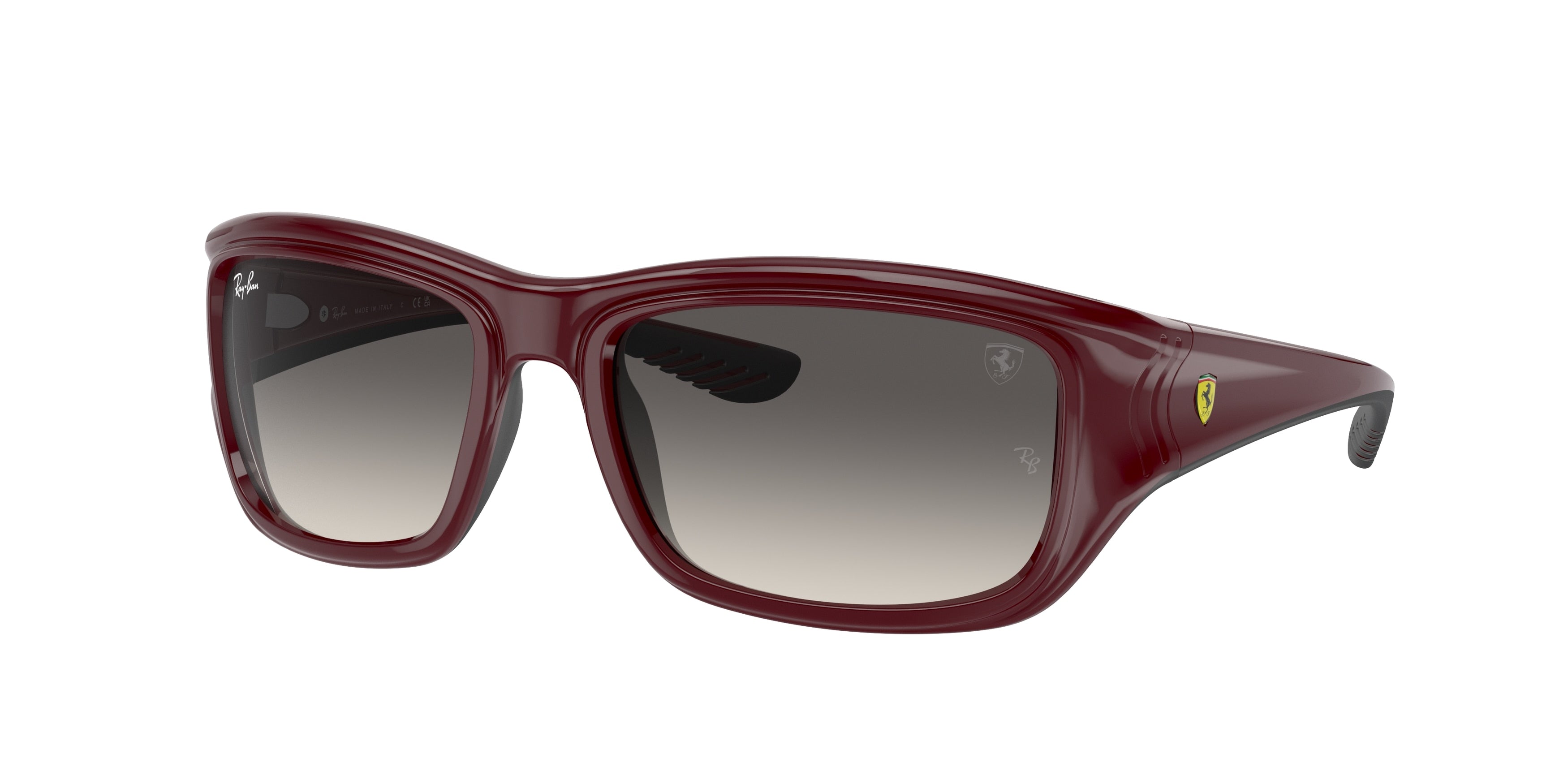 Ray-Ban RB4405M Square Sunglasses  F68111-Dark Red On Black 59-130-19 - Color Map Red