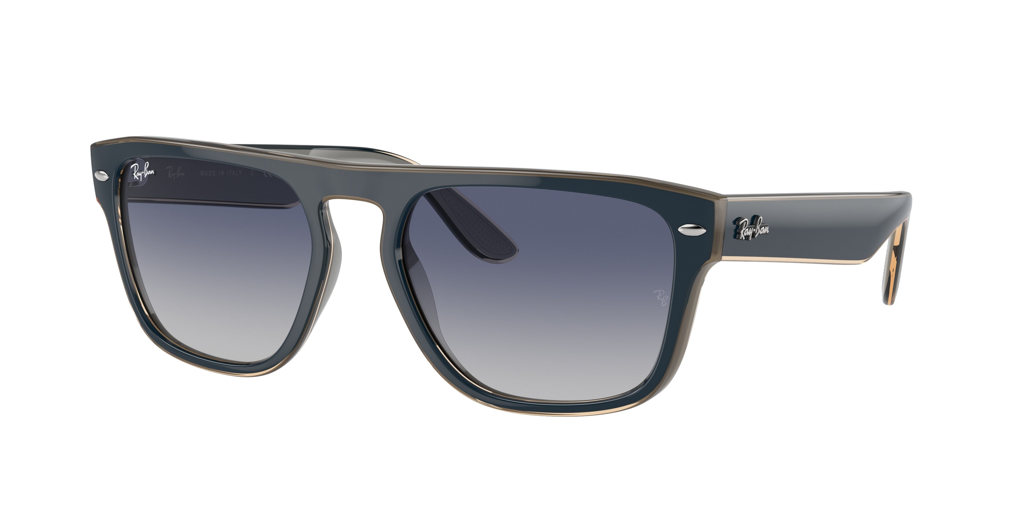 Ray-Ban RB4407 Square Sunglasses  67304L-Blue & Grey & Transparent Light Brown 57-145-19 - Color Map Grey/Blue