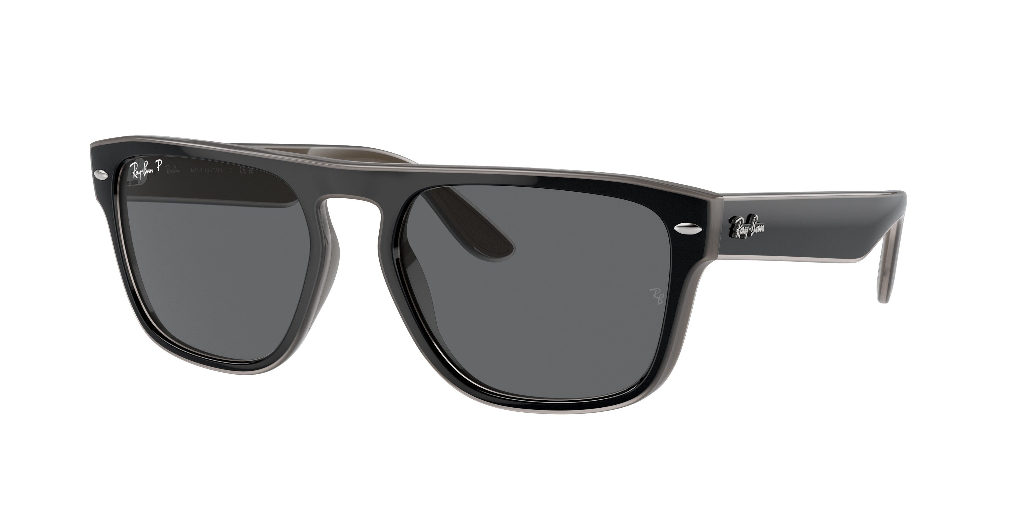 Ray-Ban RB4407 Square Sunglasses  673381-Black & Light Grey & Transparent Grey 57-145-19 - Color Map Dark Grey