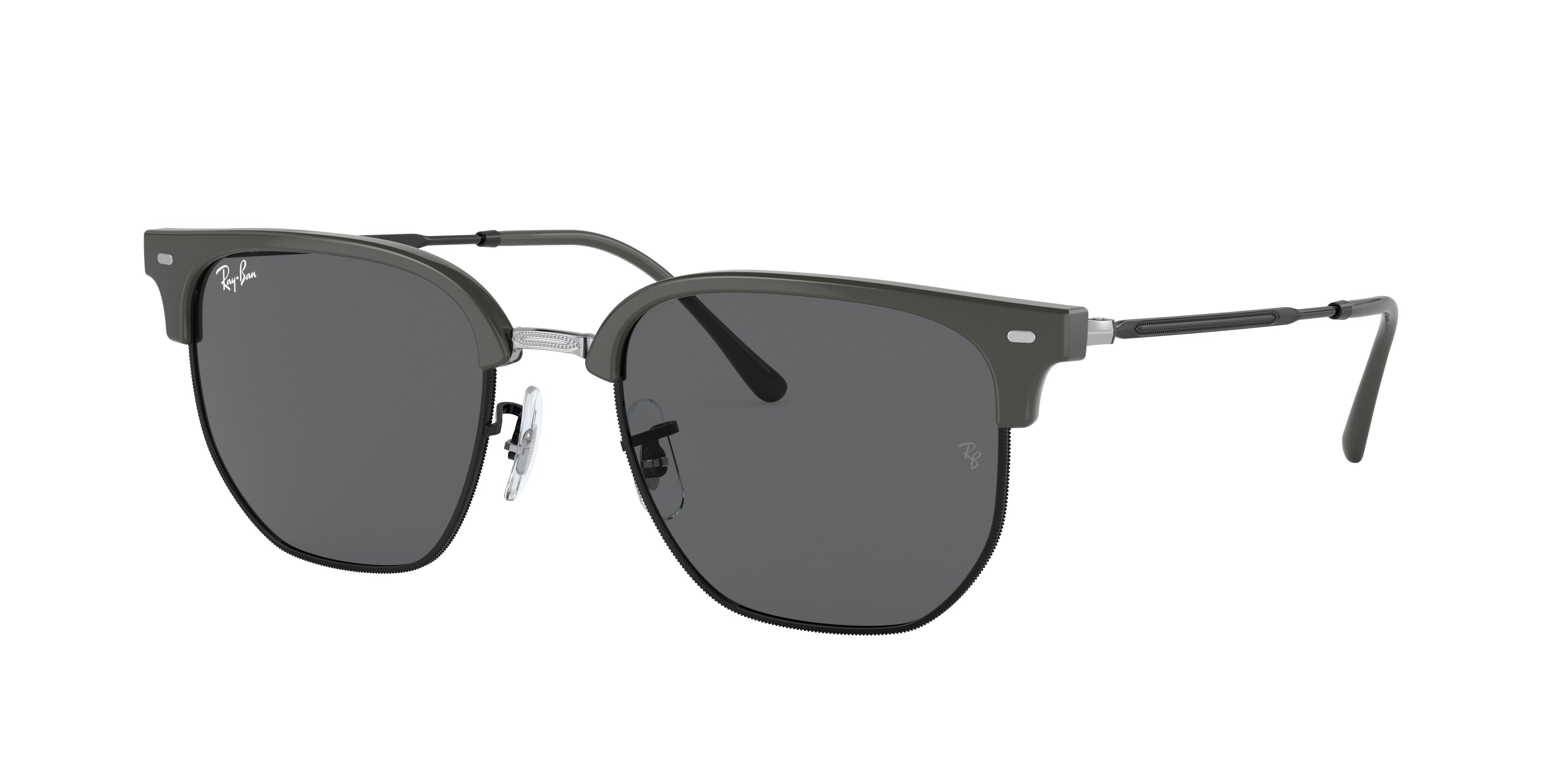 Ray-Ban NEW CLUBMASTER RB4416F Irregular Sunglasses  6653B1-Grey On Black 55-145-20 - Color Map Grey