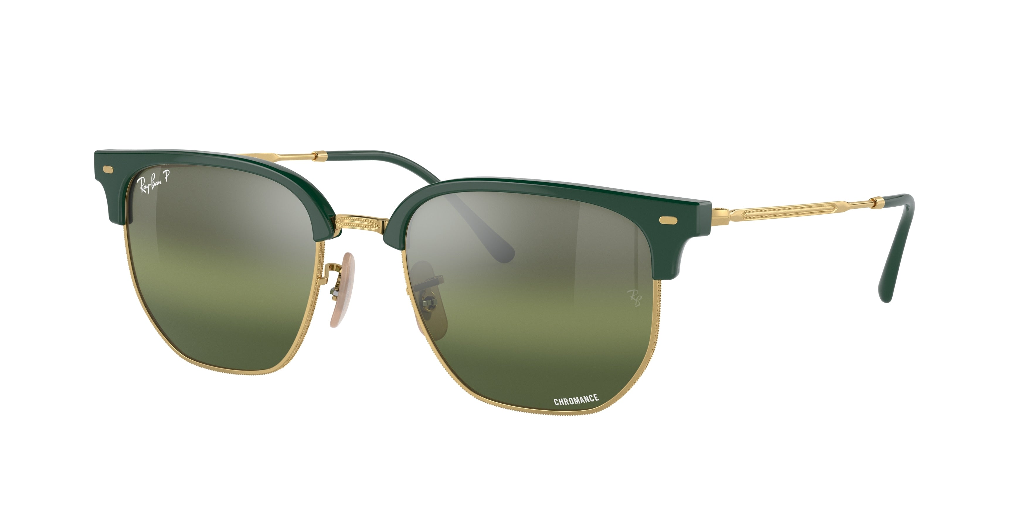 Ray-Ban NEW CLUBMASTER RB4416F Irregular Sunglasses  6655G4-Green On Gold 55-145-20 - Color Map Green