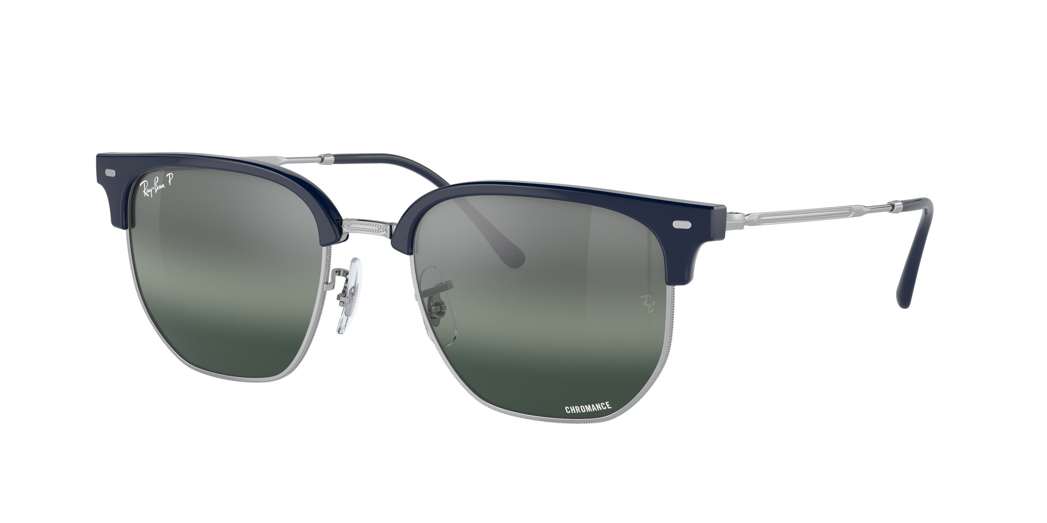 Ray-Ban NEW CLUBMASTER RB4416F Irregular Sunglasses  6656G6-Blue On Silver 55-145-20 - Color Map Blue
