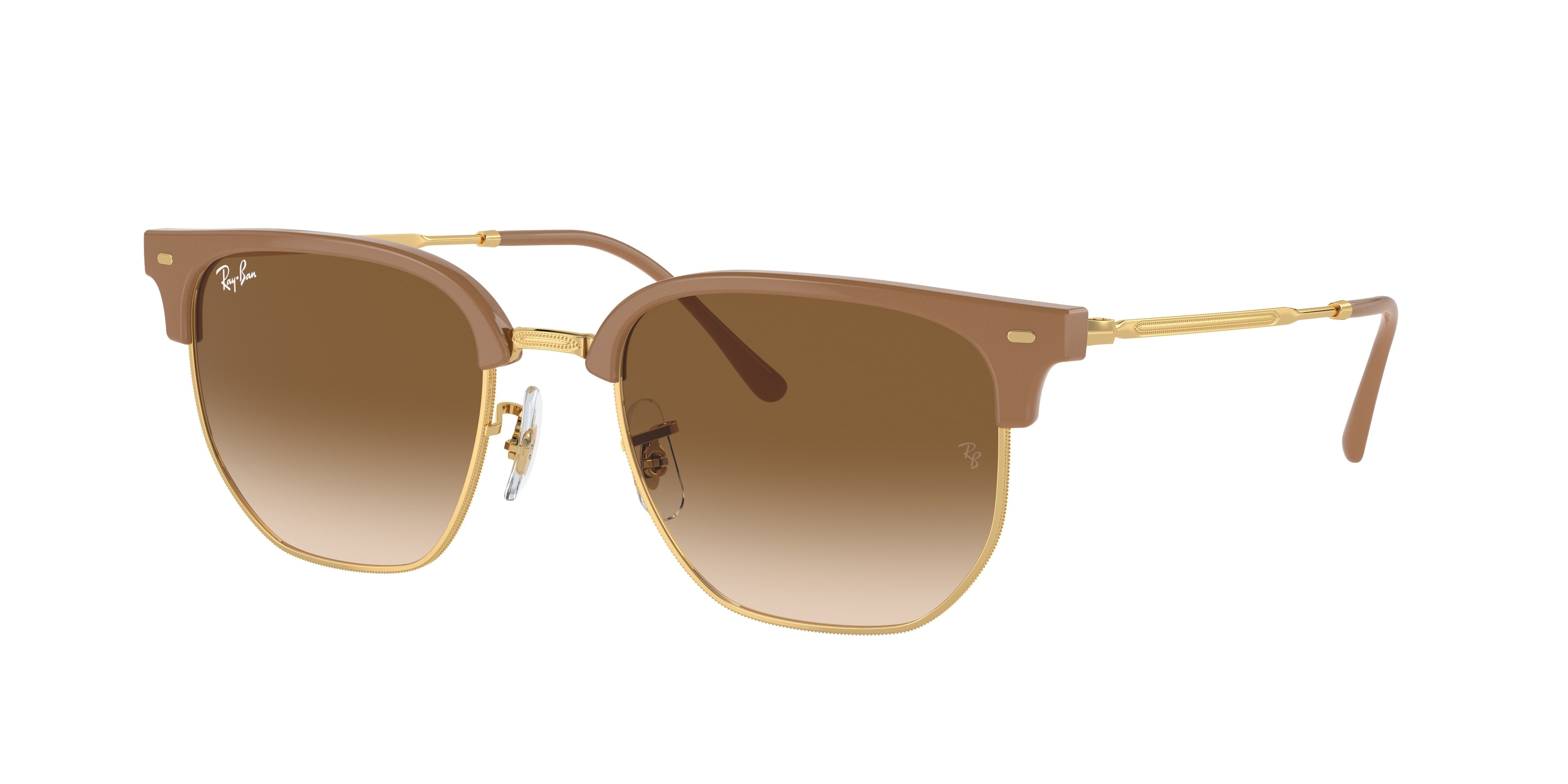 Ray-Ban NEW CLUBMASTER RB4416F Irregular Sunglasses  672151-Beige On Gold 55-145-20 - Color Map Beige