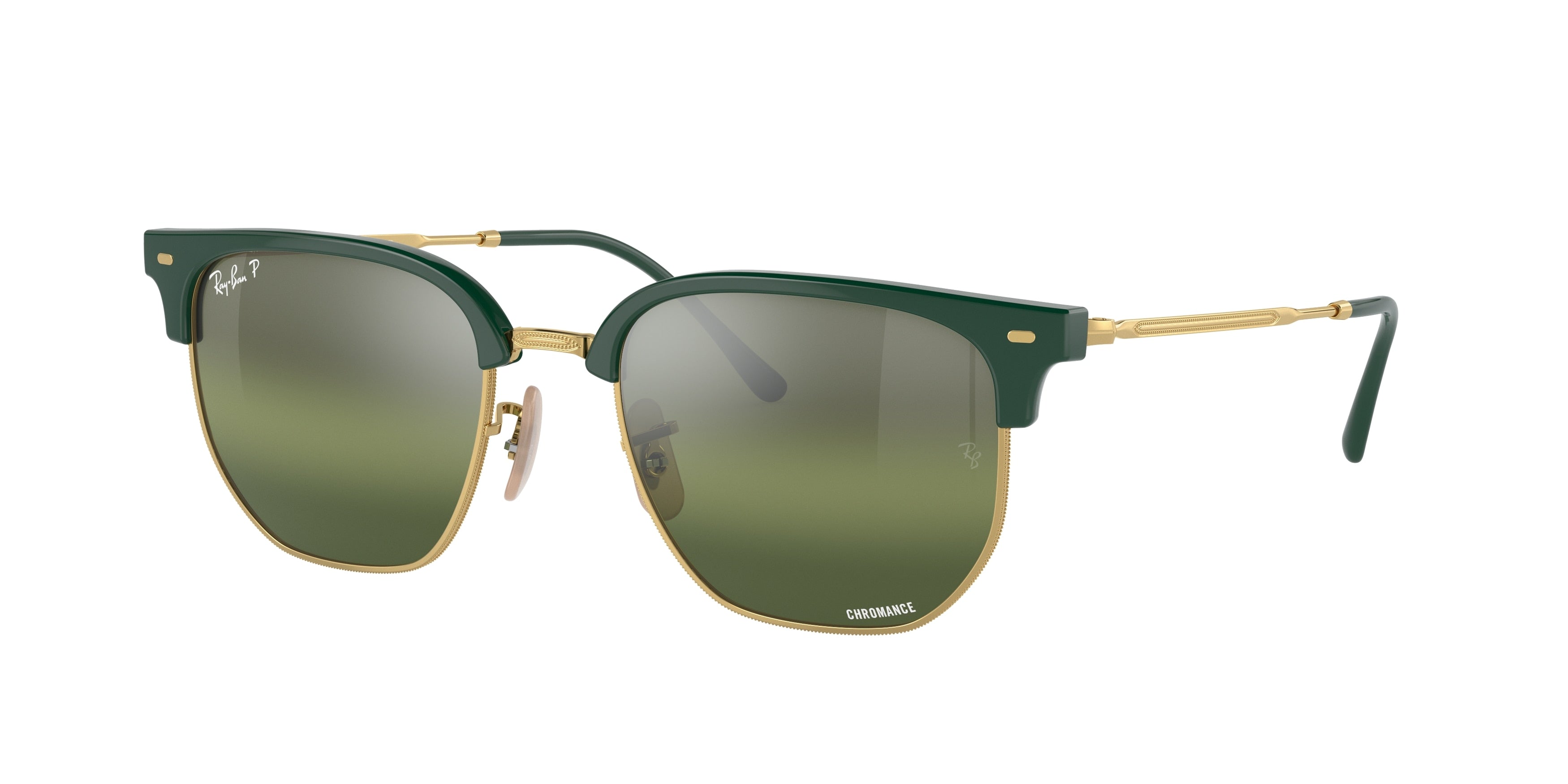 Ray-Ban NEW CLUBMASTER RB4416 Irregular Sunglasses  6655G4-Green On Gold 53-145-20 - Color Map Green