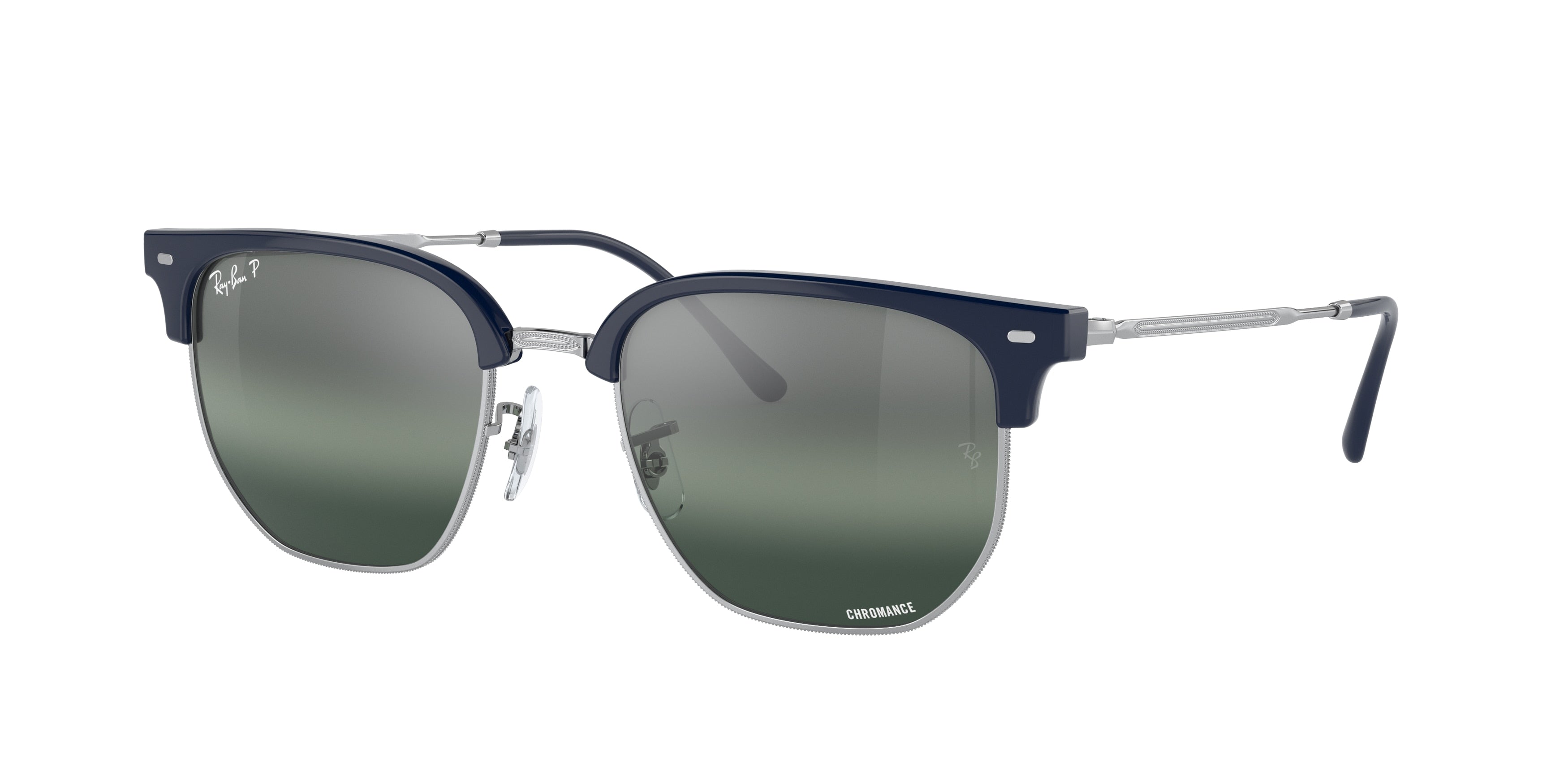 Ray-Ban NEW CLUBMASTER RB4416 Irregular Sunglasses  6656G6-Blue On Silver 53-145-20 - Color Map Blue