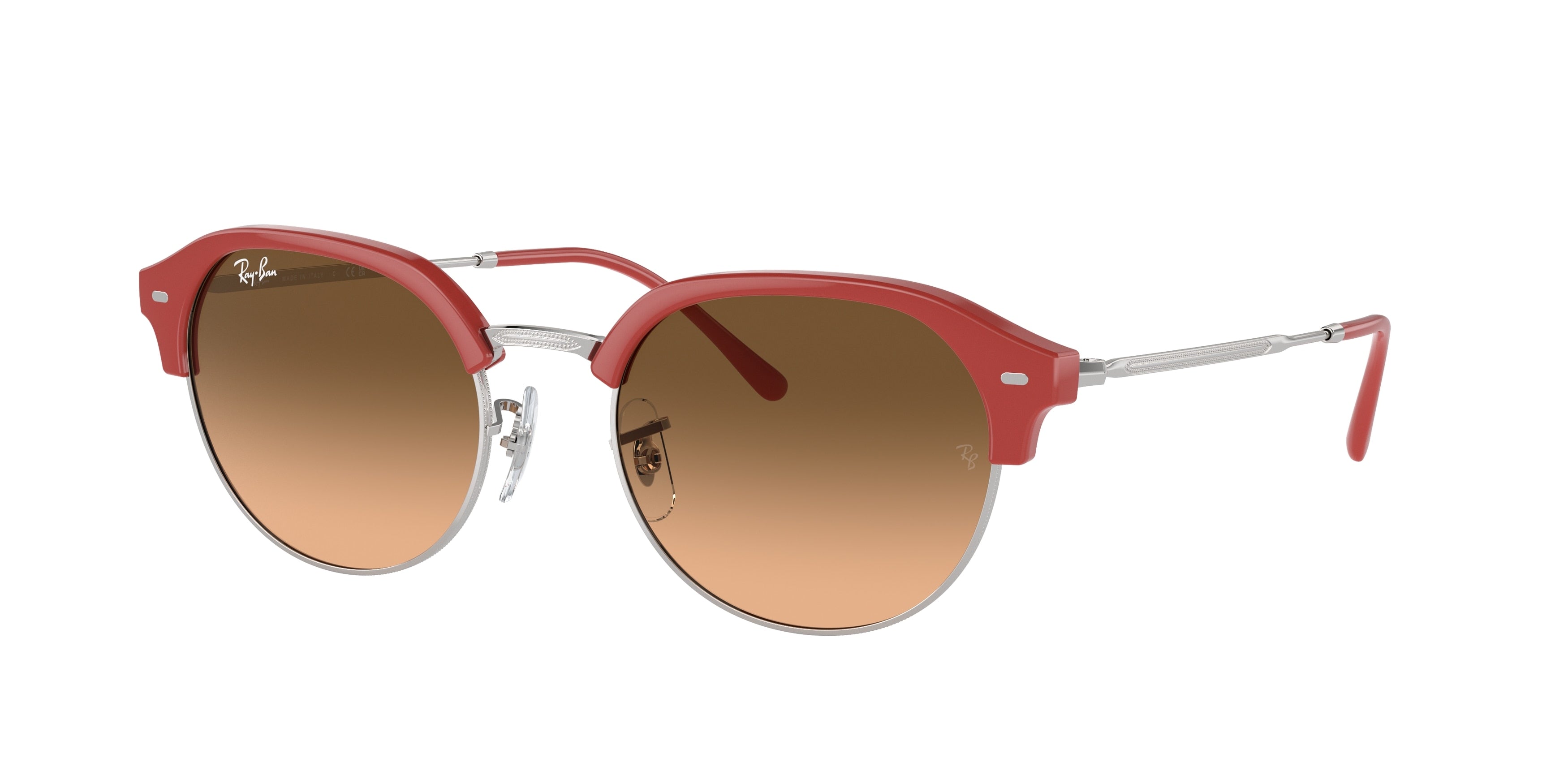 Ray-Ban RB4429 Irregular Sunglasses  67223B-Red On Silver 55-145-20 - Color Map Red