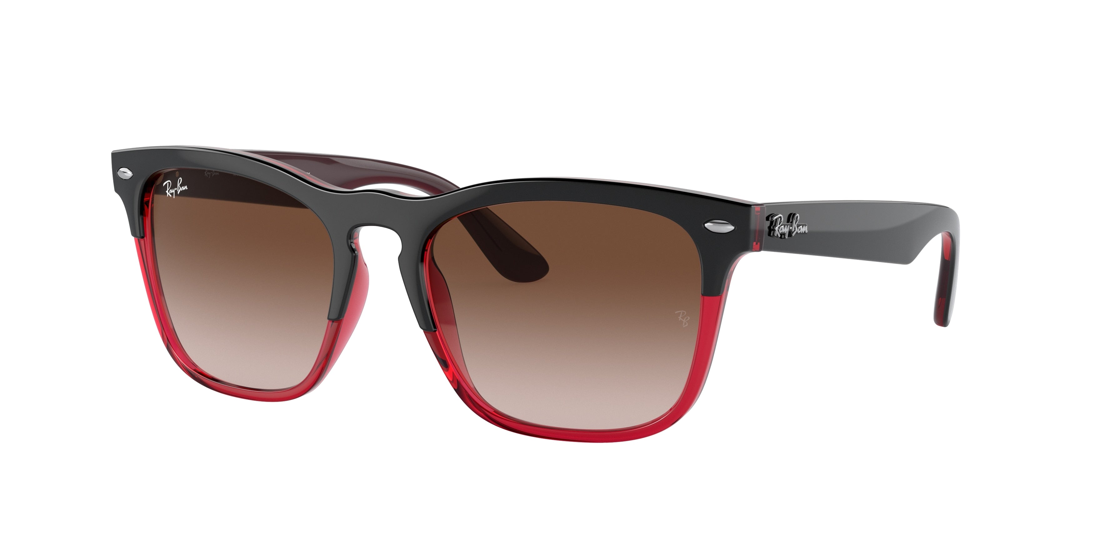 Ray-Ban STEVE RB4487 Square Sunglasses  663113-Grey On Transparent Red 53-145-18 - Color Map Grey