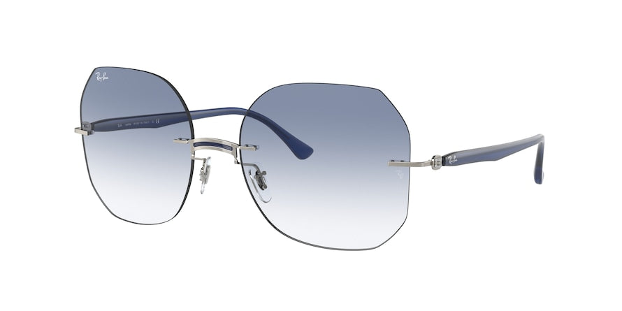 Ray-Ban RB8067 Irregular Sunglasses  003/19-BLUE ON SILVER 57-18-140 - Color Map silver