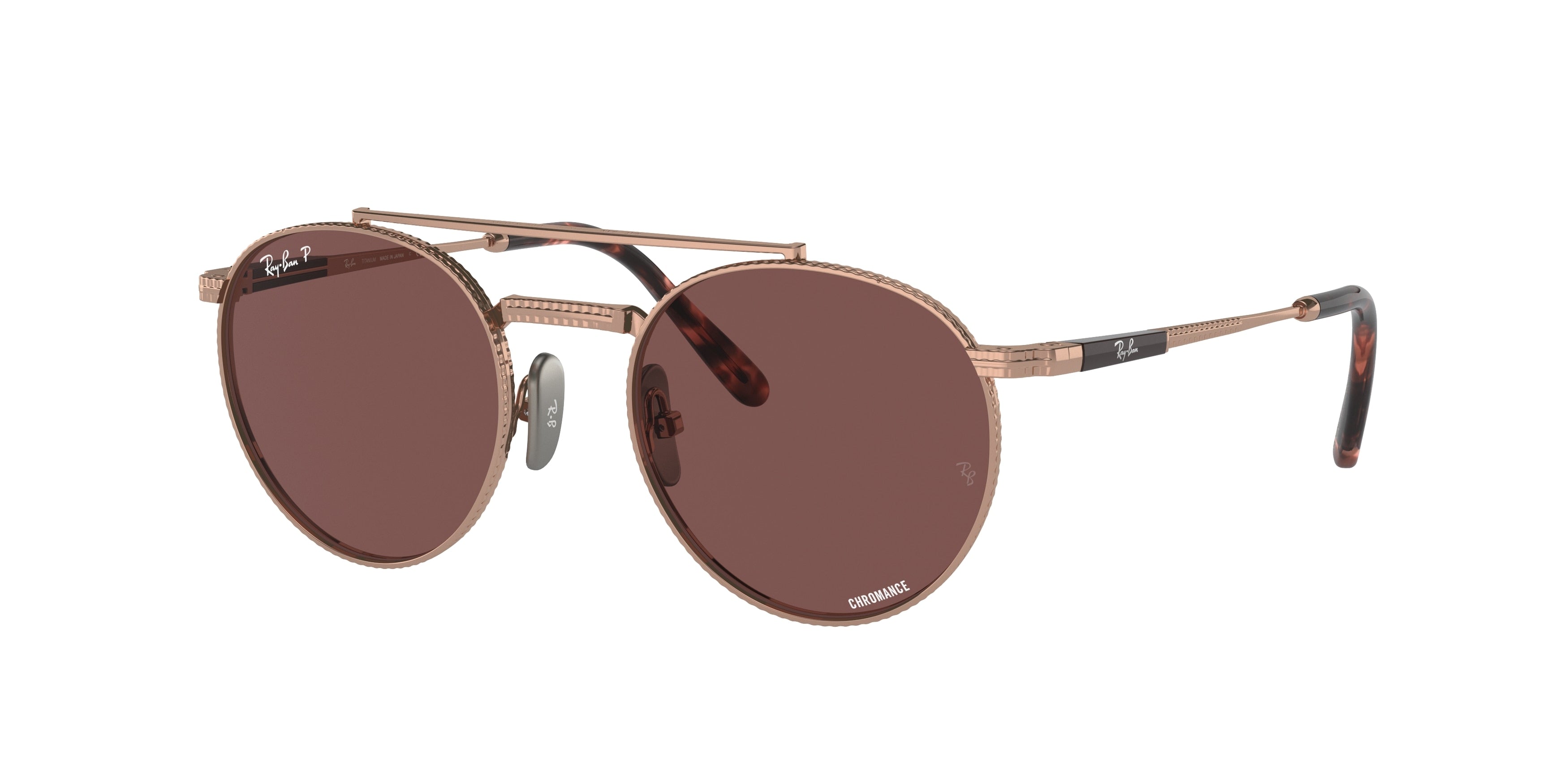 Ray-Ban ROUND II TITANIUM RB8237 Irregular Sunglasses  3140AF-Rose Gold 50-140-20 - Color Map Gold