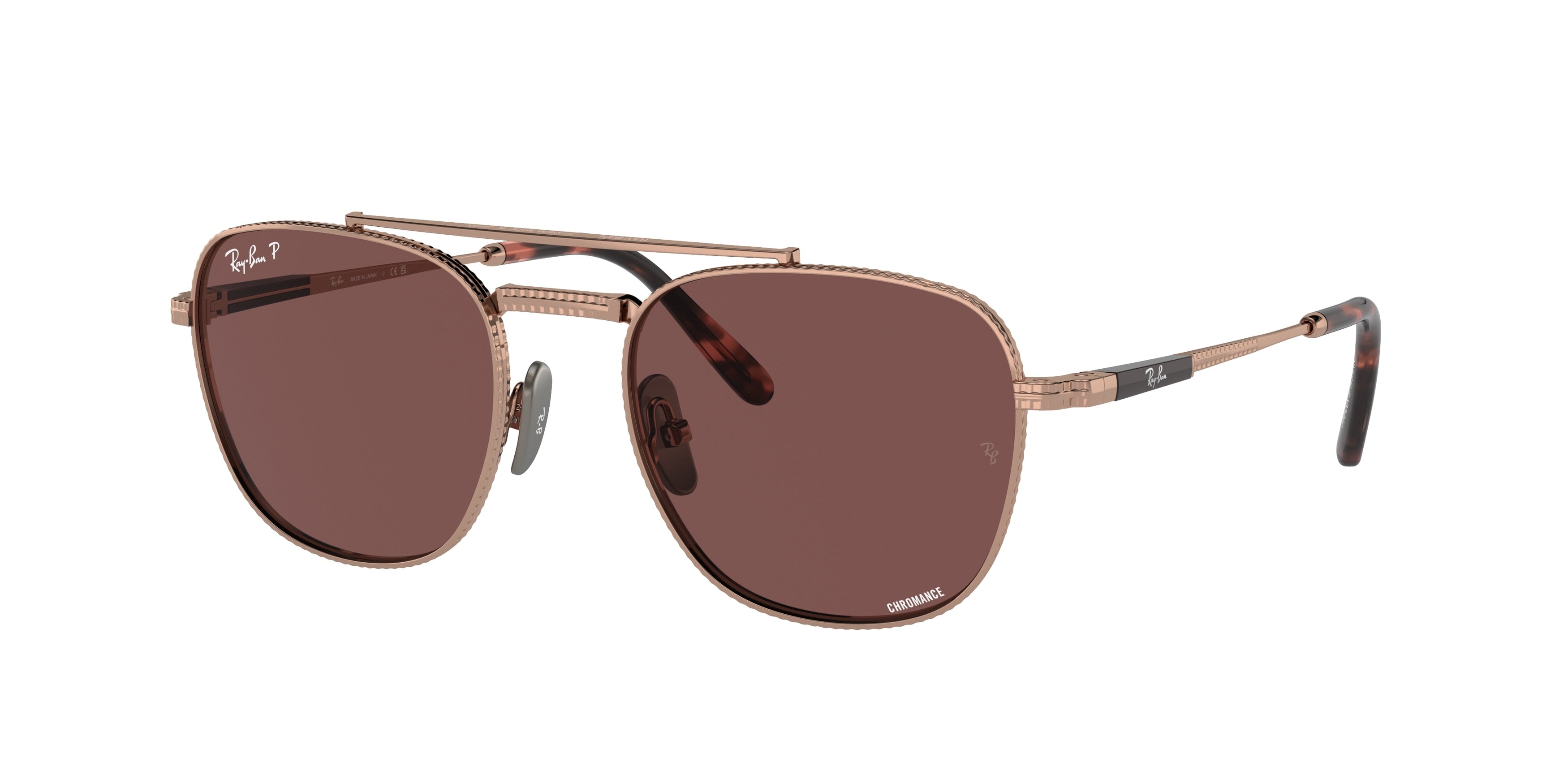 Ray-Ban FRANK II TITANIUM RB8258 Pilot Sunglasses  3140AF-Rose Gold 54-140-20 - Color Map Gold