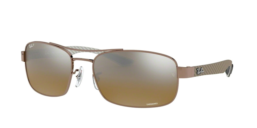 Ray-Ban RB8318CH Rectangle Sunglasses  121/A2-SHINY LIGHT BROWN 62-18-135 - Color Map light brown