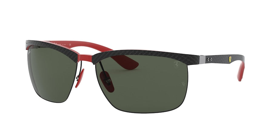 Ray-Ban RB8324M Rectangle Sunglasses  F05071-DK CARBON ON RUBBER RED FERRAR 64-15-130 - Color Map red