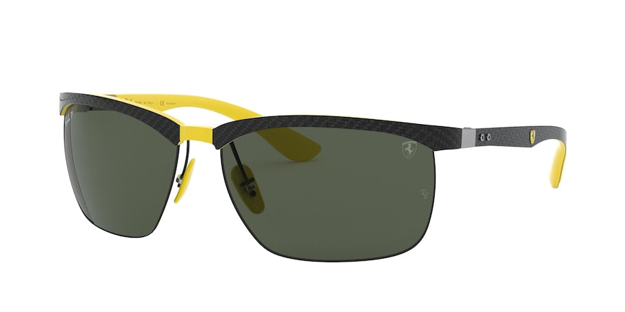 Ray-Ban RB8324M Rectangle Sunglasses  F05271-DK CARBON ON YELLOW FERRARI 64-15-130 - Color Map multicolor