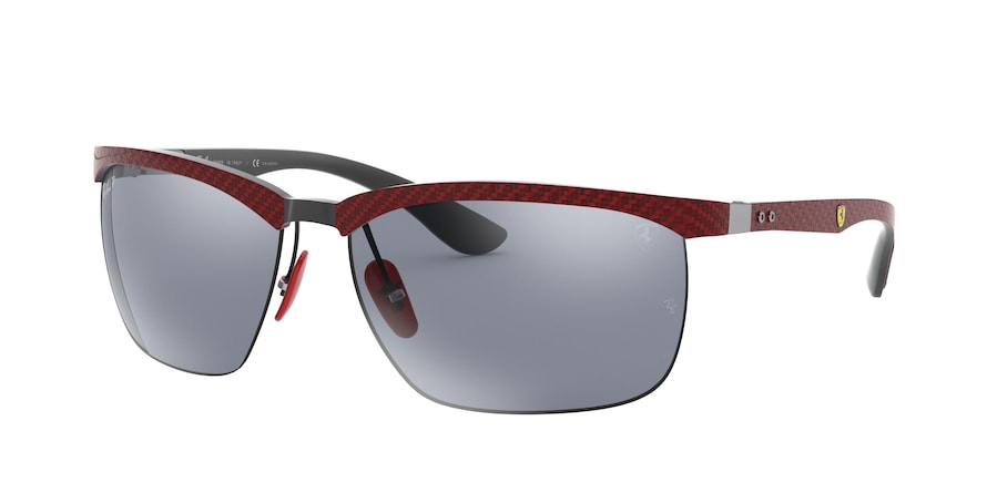 Ray-Ban RB8324M Rectangle Sunglasses  F0539Y-ALLUTEX ON RED FERRARI ON BLK 64-15-130 - Color Map red