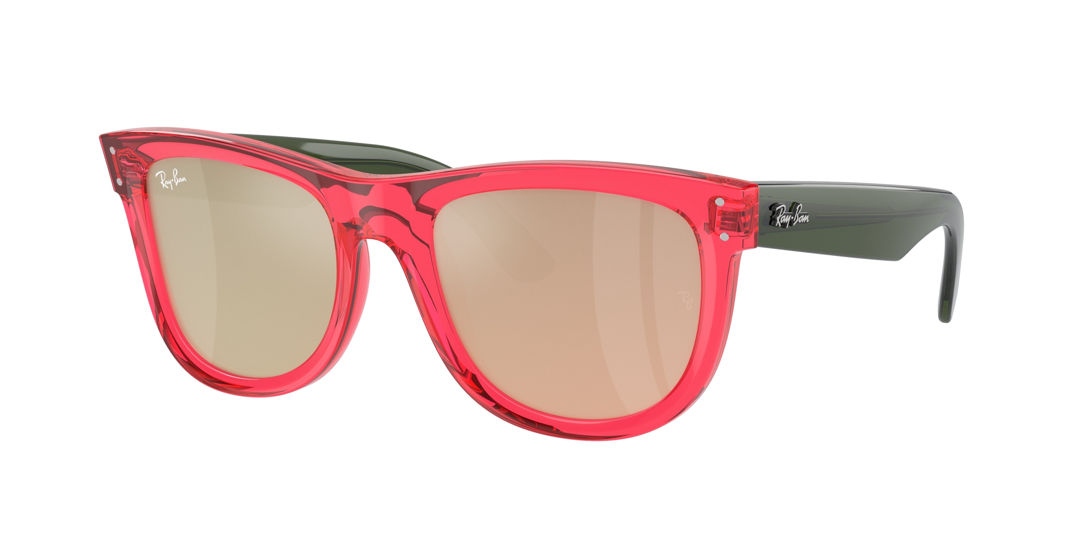 Ray-Ban WAYFARER REVERSE RBR0502S Square Sunglasses  67132O-Transparent Red 53-145-20 - Color Map Red