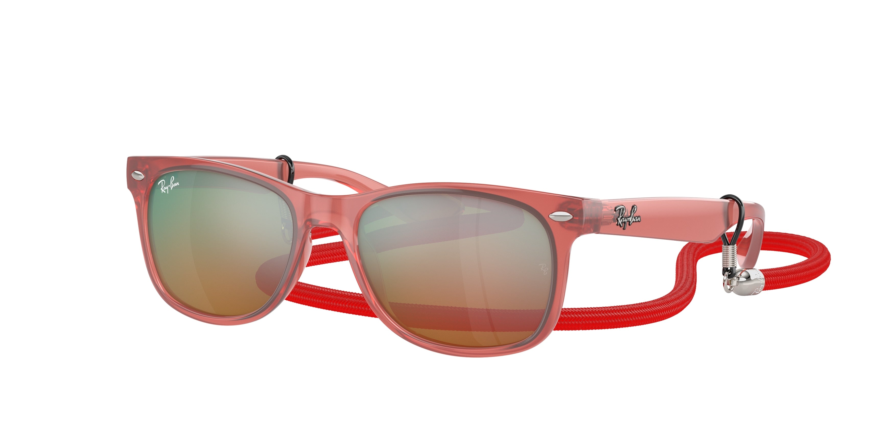 Ray-Ban Junior JUNIOR NEW WAYFARER RJ9052S Square Sunglasses  7145A8-Opal Red 47-125-15 - Color Map Red
