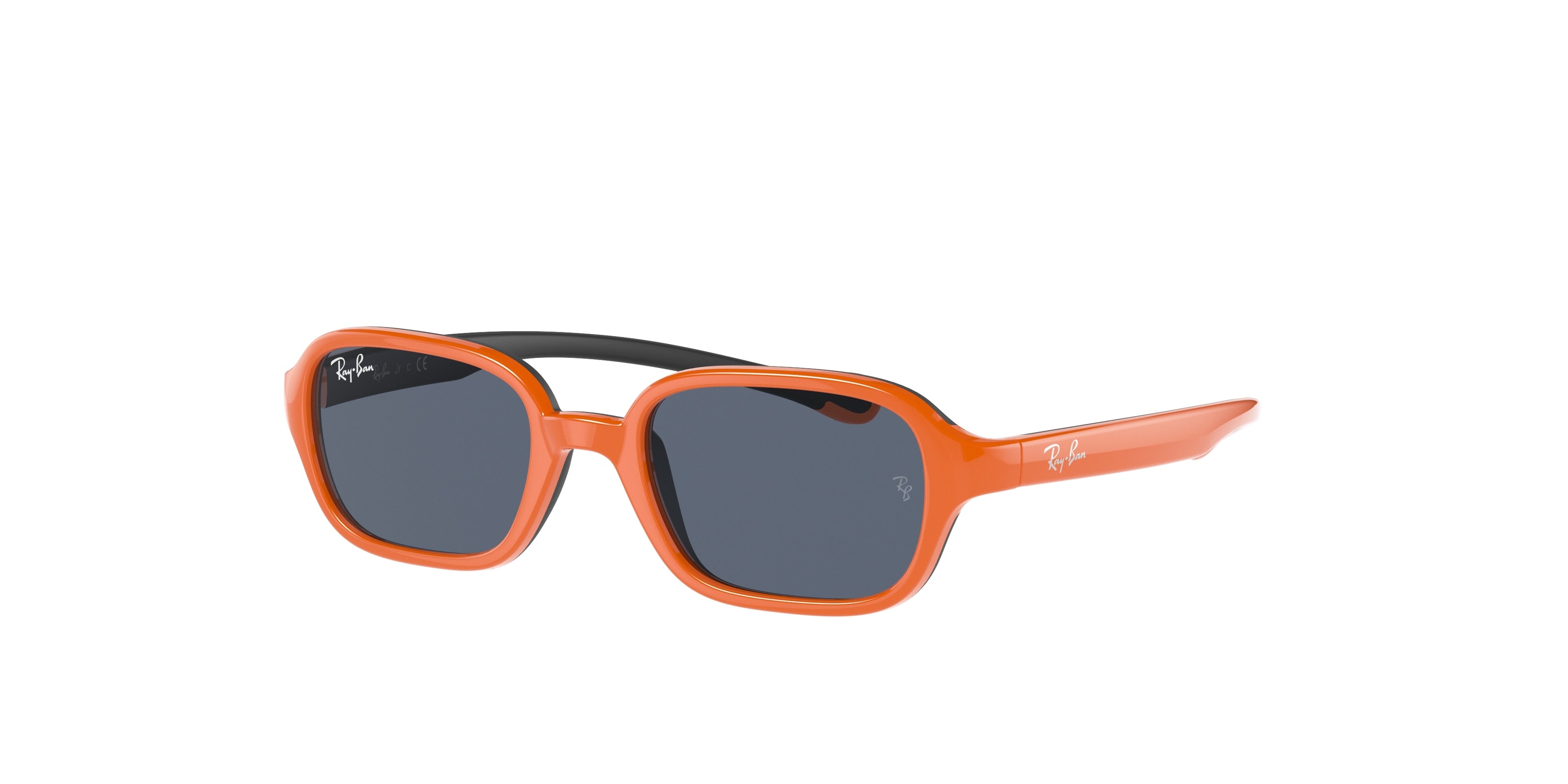 Ray-Ban Junior RJ9074S Rectangle Sunglasses  709587-Orange On Black 39-120-16 - Color Map Orange