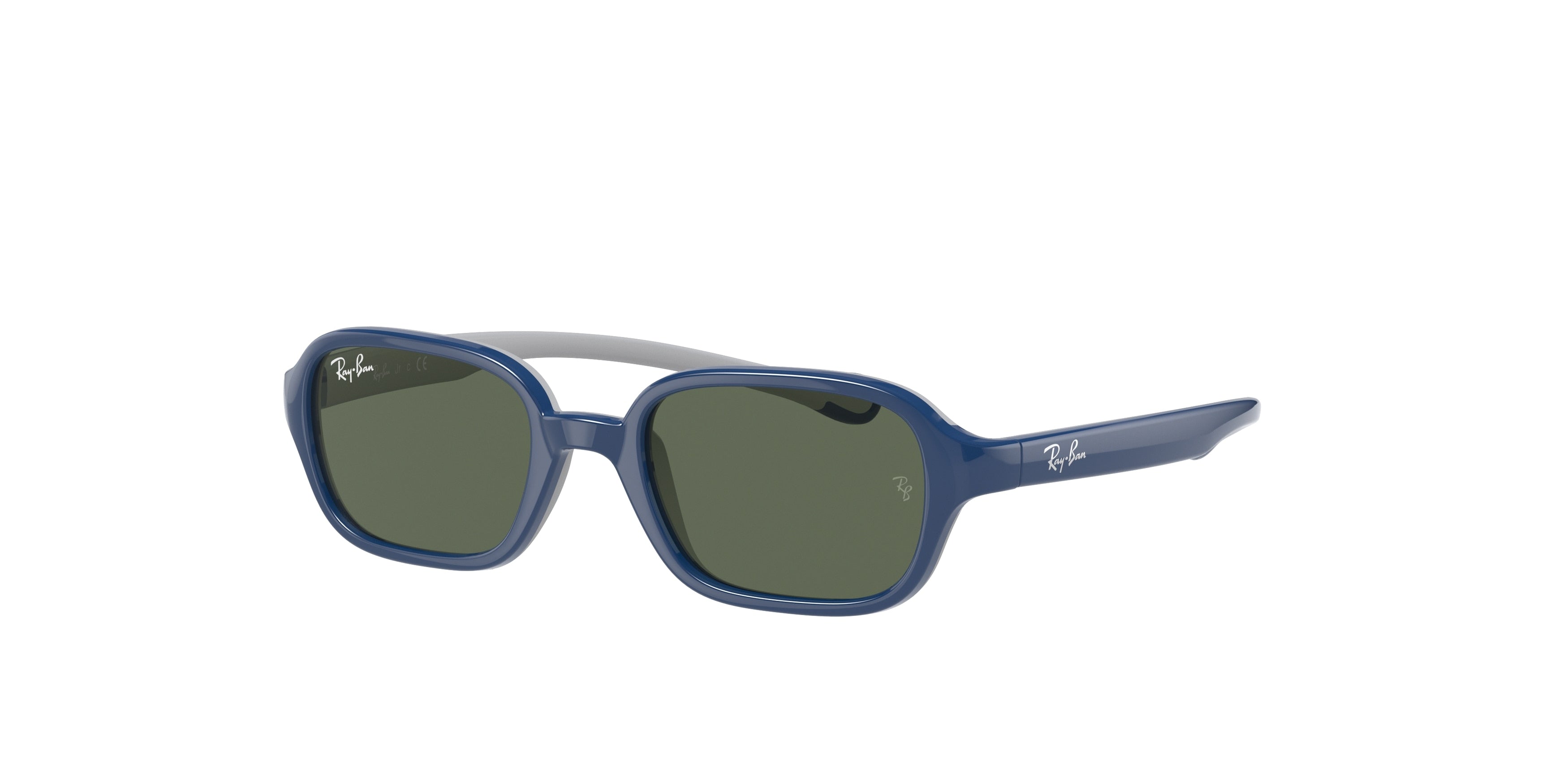 Ray-Ban Junior RJ9074S Rectangle Sunglasses  709671-Blue On Grey 41-130-16 - Color Map Blue