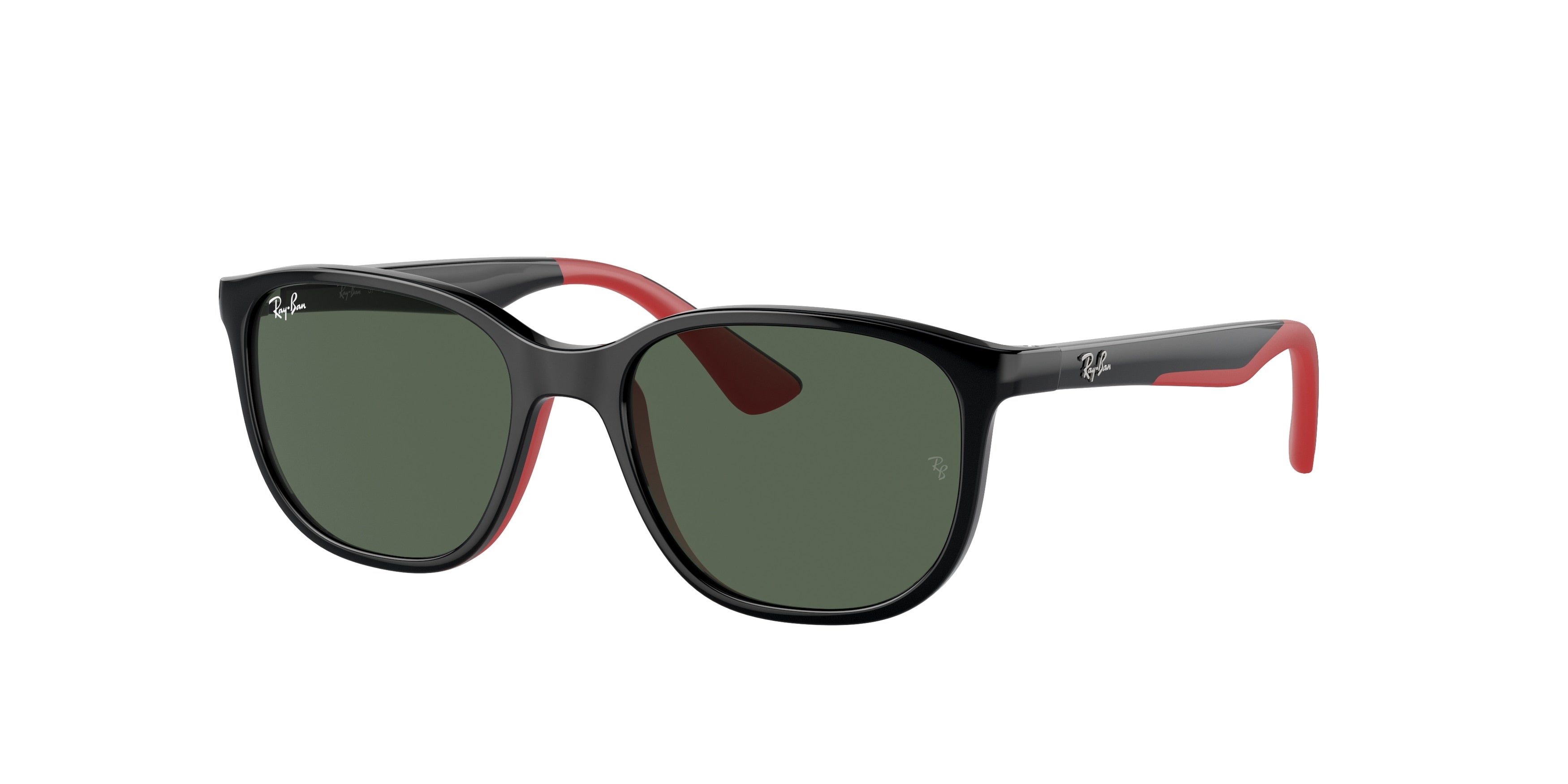 Ray-Ban Junior RJ9078SF Square Sunglasses  713171-Black On Red 48-135-16 - Color Map Black