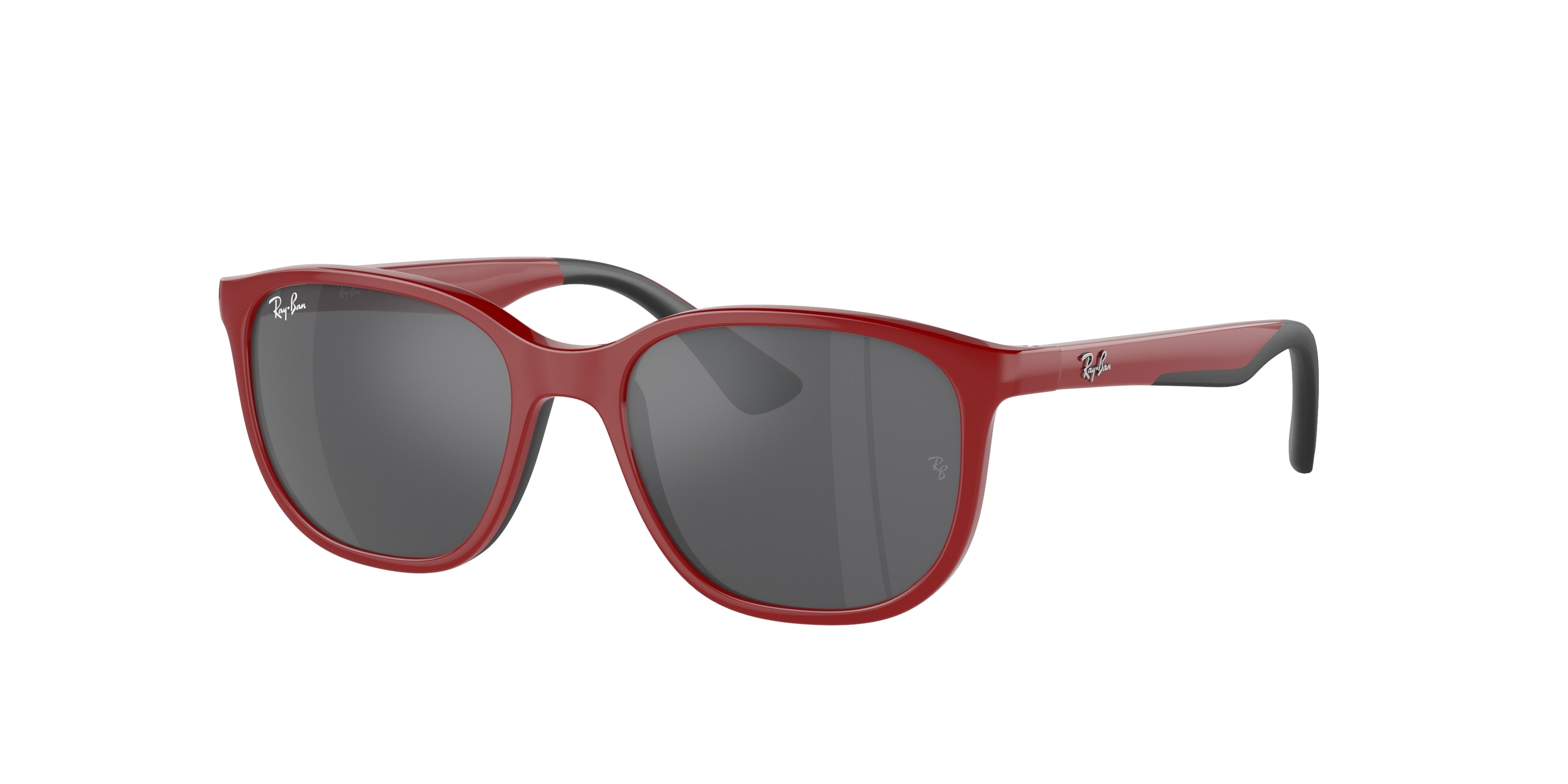 Ray-Ban Junior RJ9078SF Square Sunglasses  71506G-Red On Black 48-135-16 - Color Map Red
