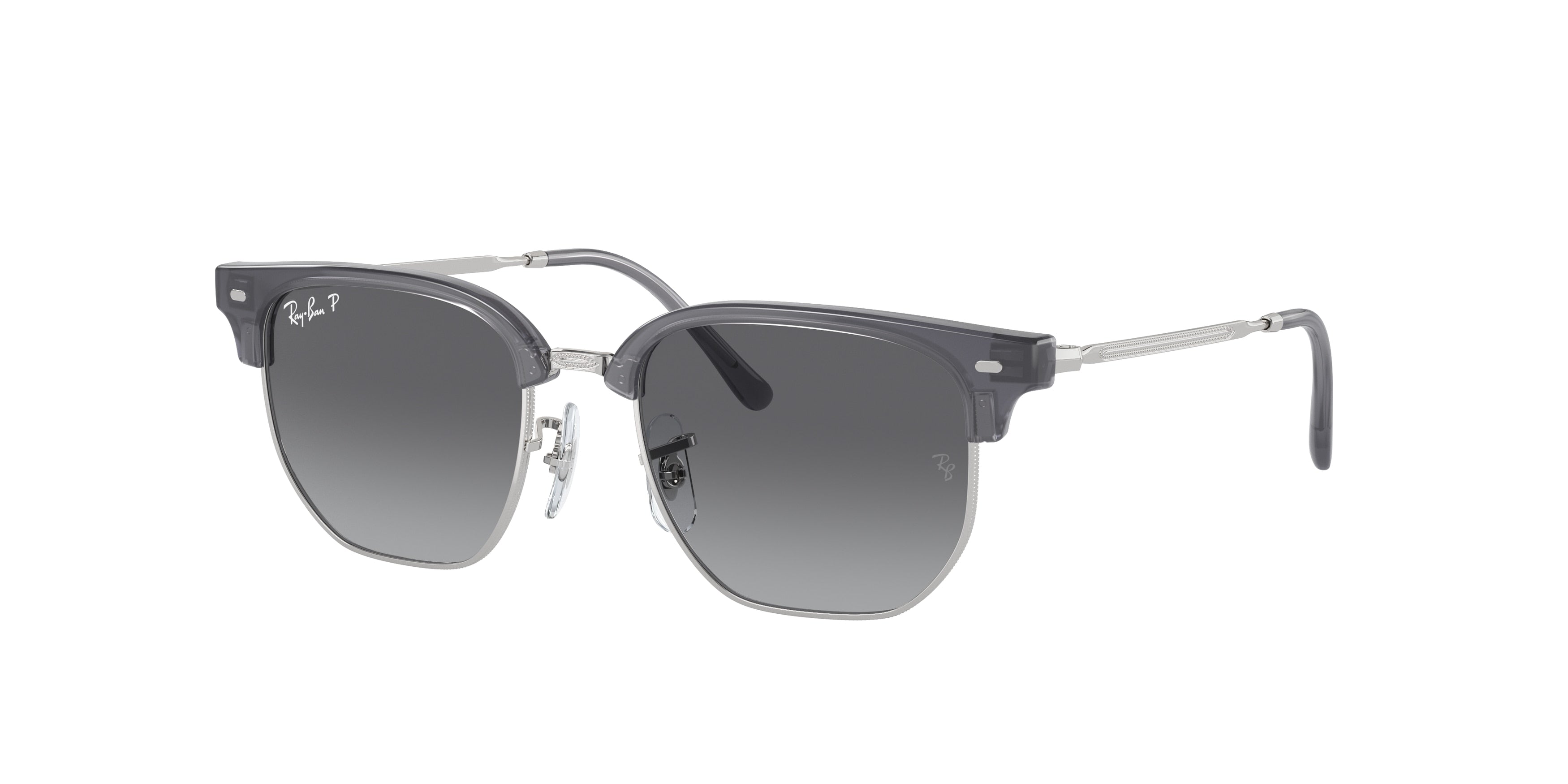 Ray-Ban Junior JUNIOR NEW CLUBMASTER RJ9116S Irregular Sunglasses  7134T3-Opal Blue On Silver 47-125-17 - Color Map Blue