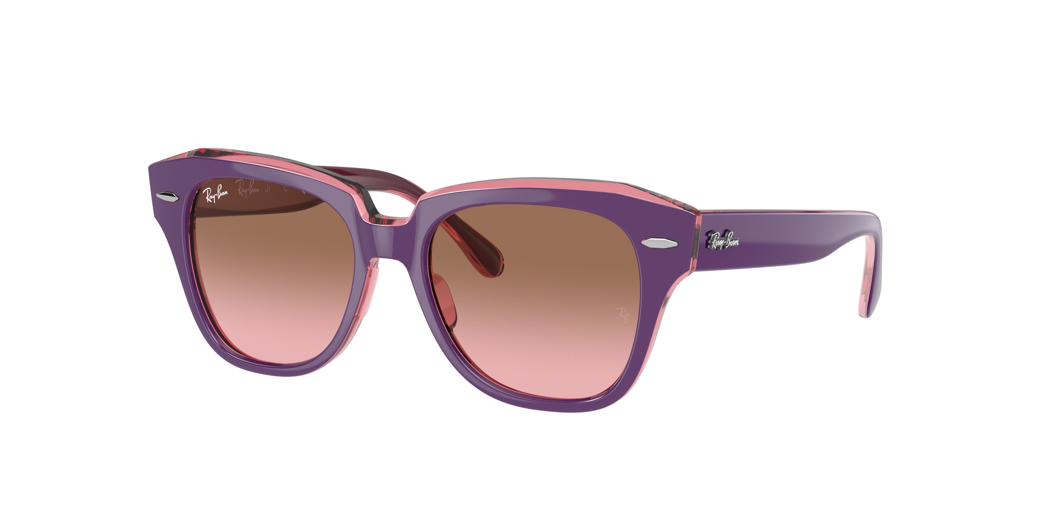 Ray-Ban Junior JUNIOR STATE STREET RJ9186S Square Sunglasses  711814-Violet On Transparent Pink 46-130-15 - Color Map Violet