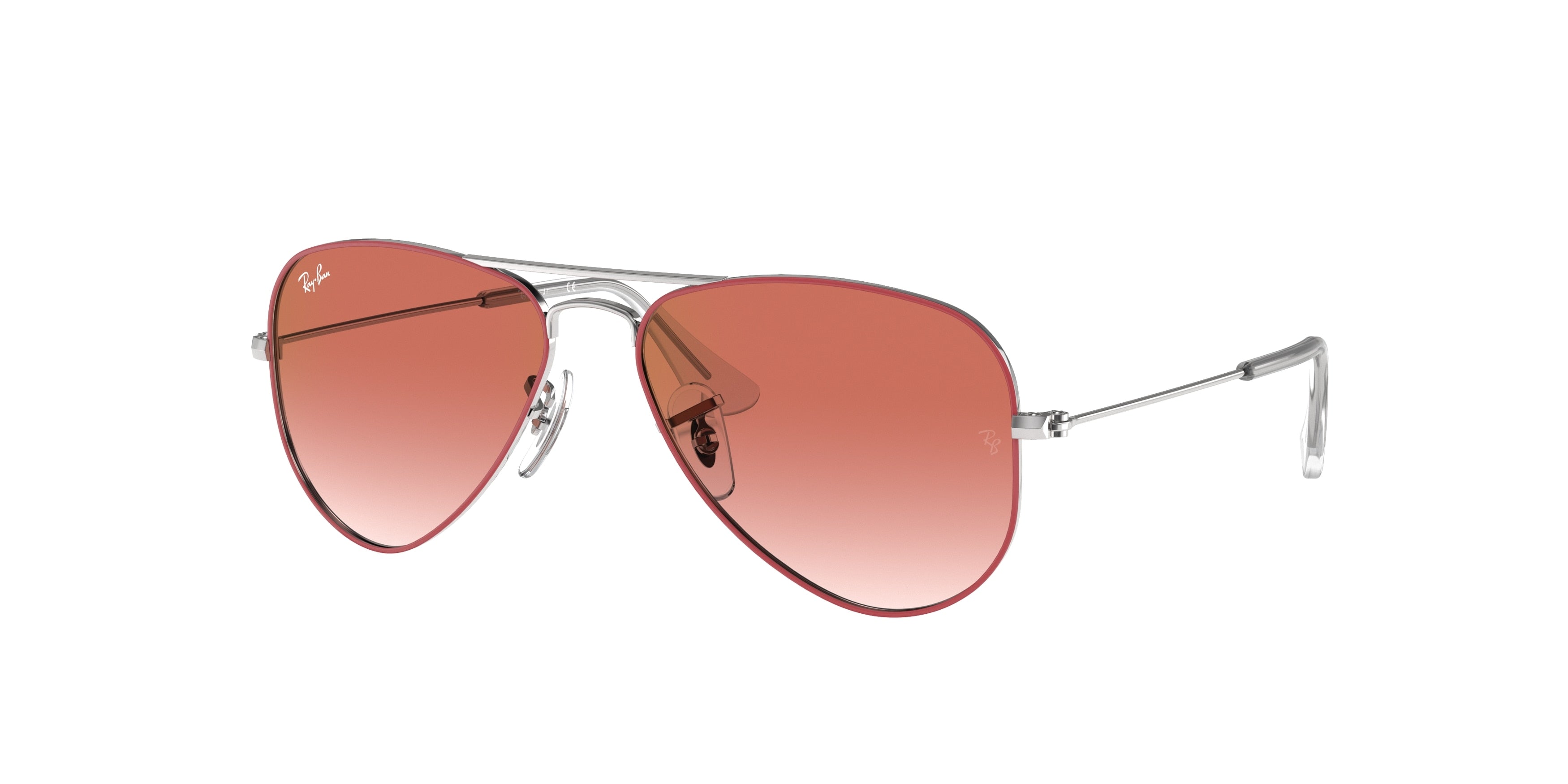 Ray-Ban Junior JUNIOR AVIATOR RJ9506S Pilot Sunglasses  274/V0-Red On Silver 50-120-13 - Color Map Red