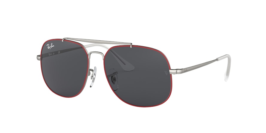 Ray-Ban Junior JUNIOR THE GENERAL RJ9561S Square Sunglasses  278/87-RUBBER RED ON SILVER 50-13-130 - Color Map red
