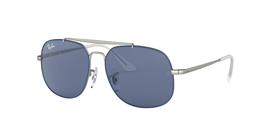 Ray-Ban Junior JUNIOR THE GENERAL RJ9561S Square Sunglasses  280/80-TOP RUBBER BLUE ON SILVER 50-13-130 - Color Map blue