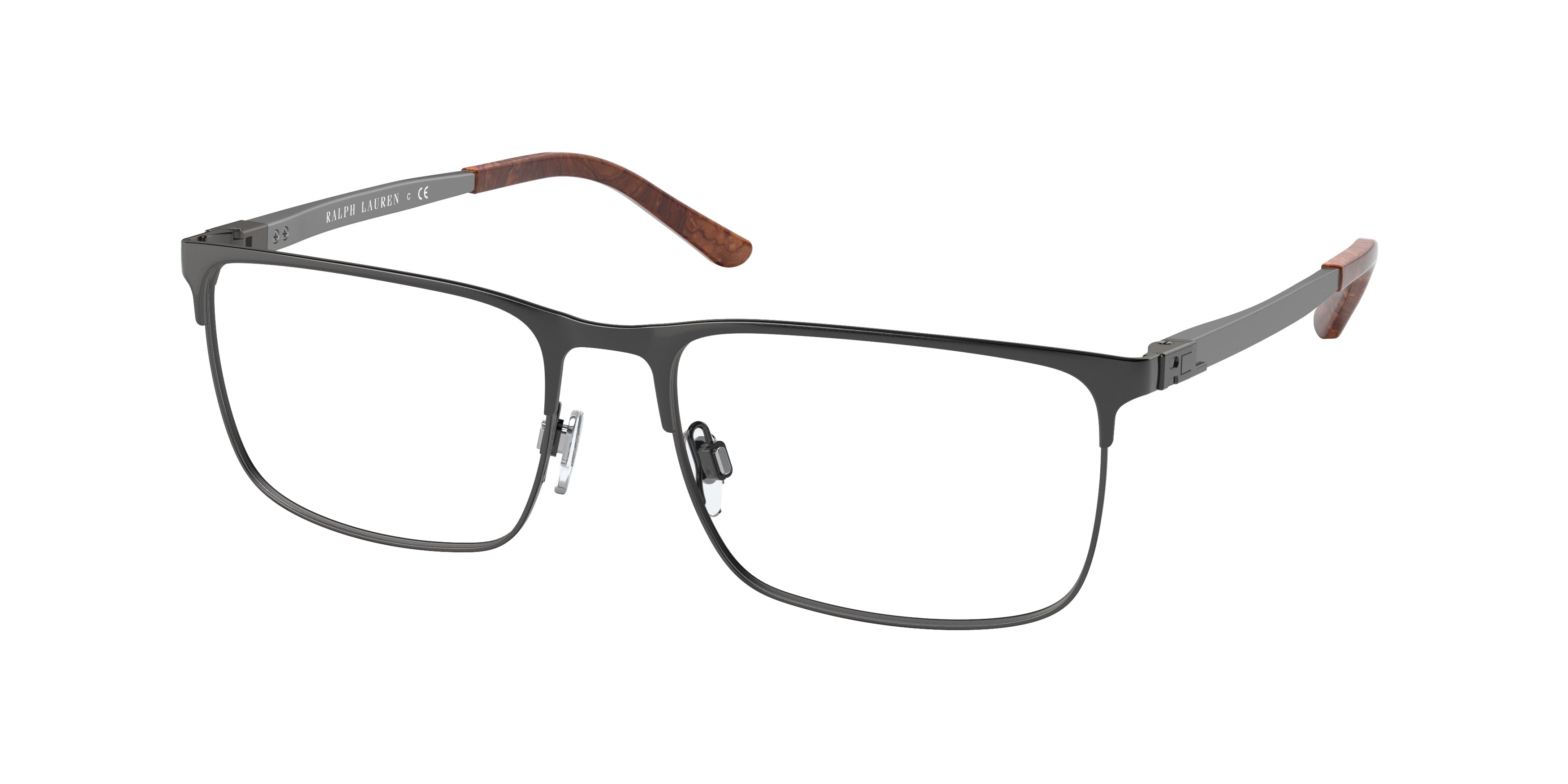 Ralph Lauren RL5110 Rectangle Eyeglasses  9157-Shiny Dark Gunmetal 56-145-17 - Color Map Grey