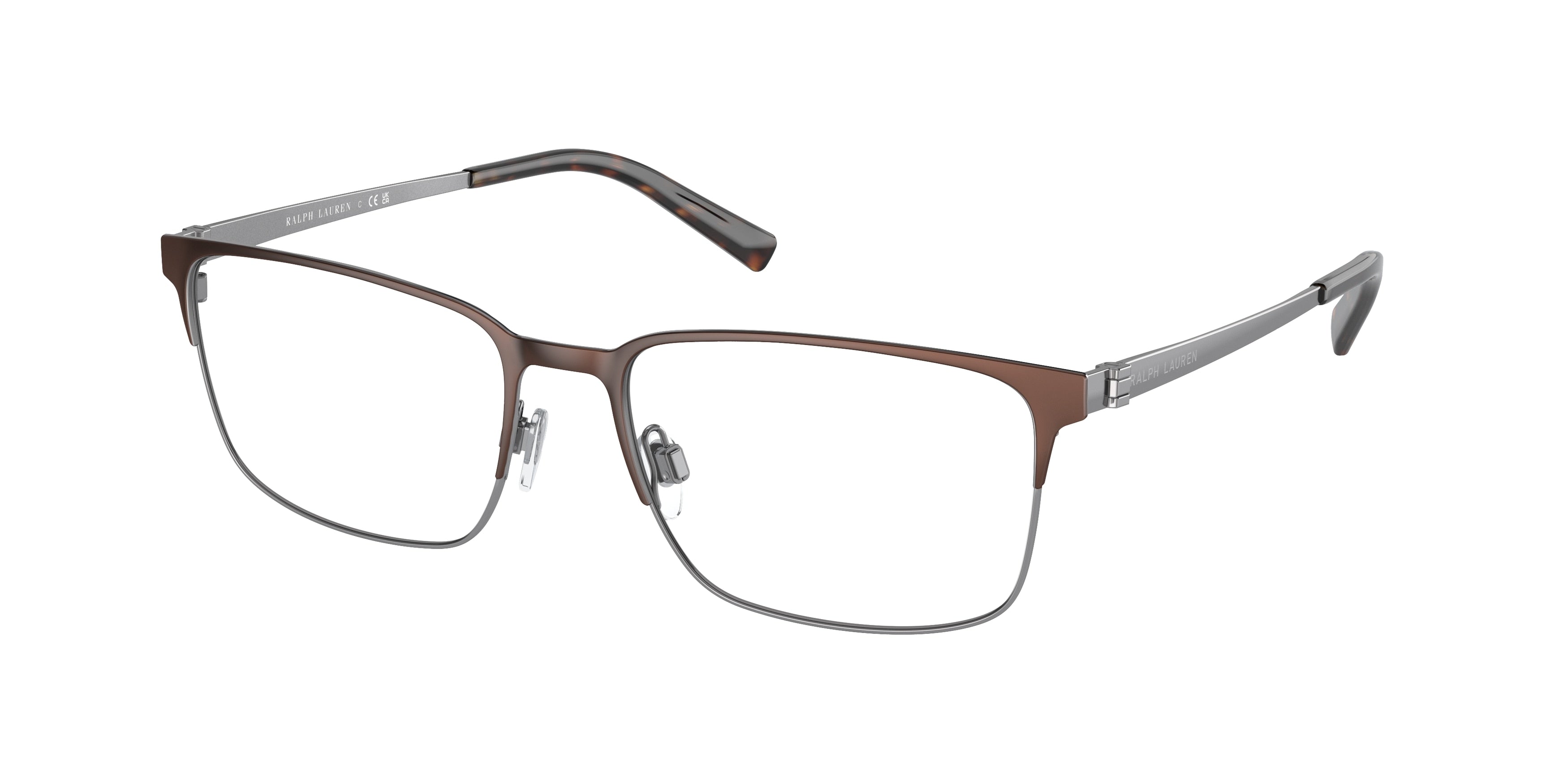 Ralph Lauren RL5119 Rectangle Eyeglasses  9272-Semi Matte Brown/Gunmetal 55-145-17 - Color Map Brown