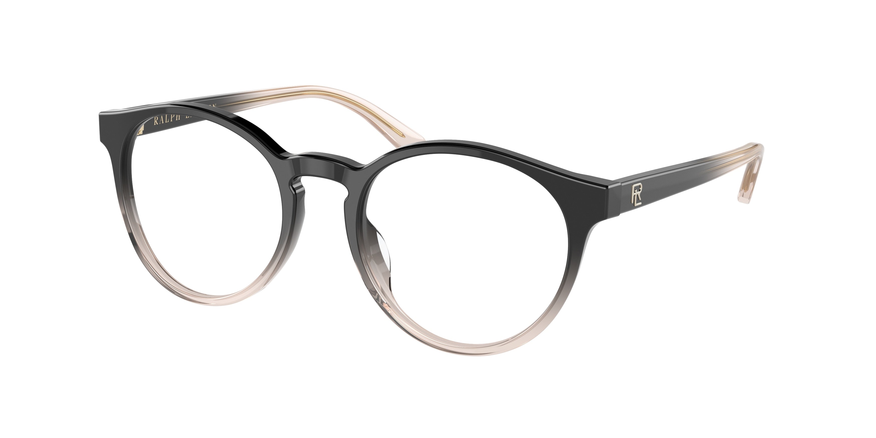 Ralph Lauren RL6221U Round Eyeglasses  6022-Shiny Gradient Black/Transparent Beige 51-140-19 - Color Map Black