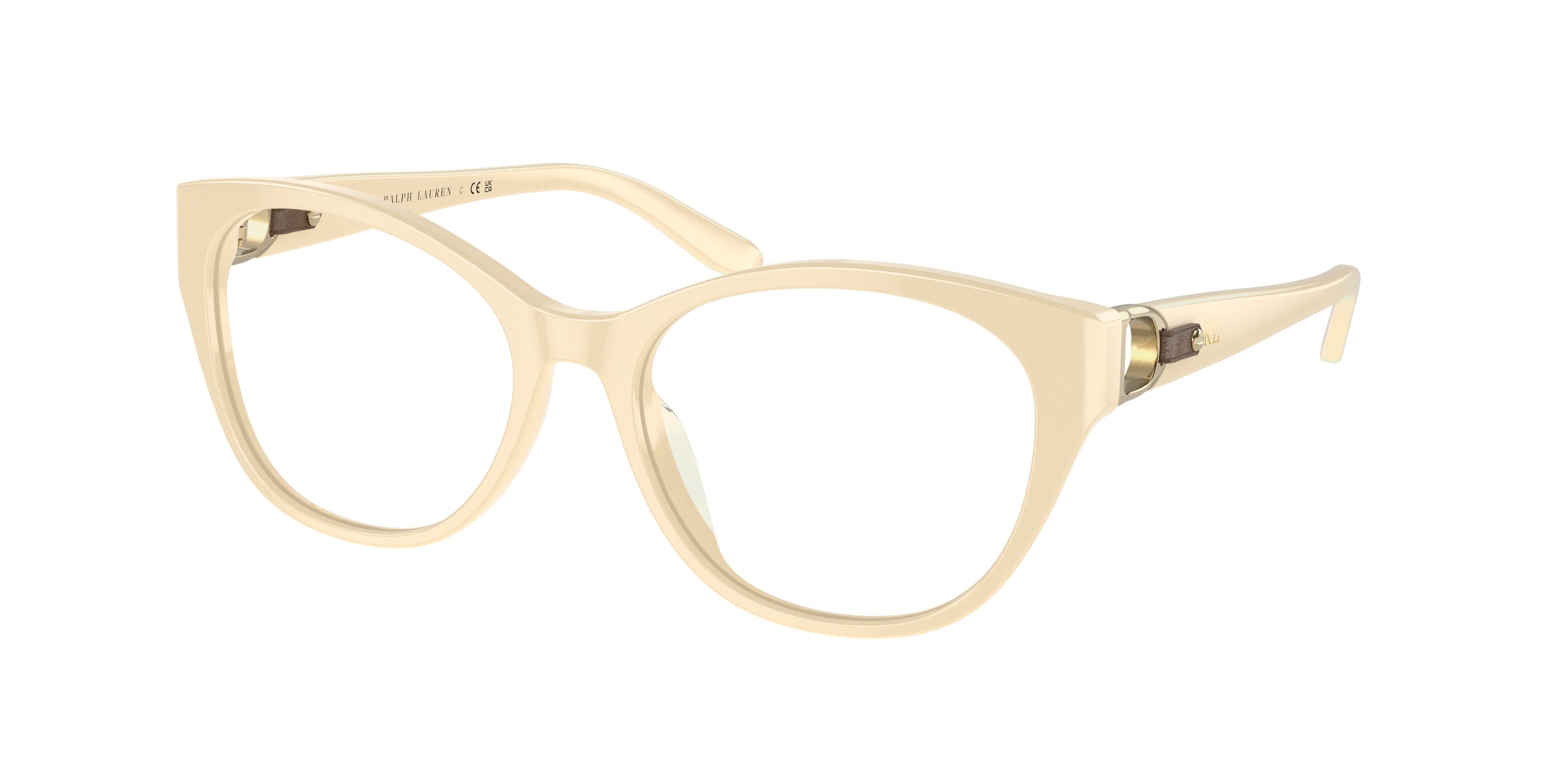 Ralph Lauren RL6235QU Cat Eye Eyeglasses  6057-Cream 54-140-17 - Color Map Brown