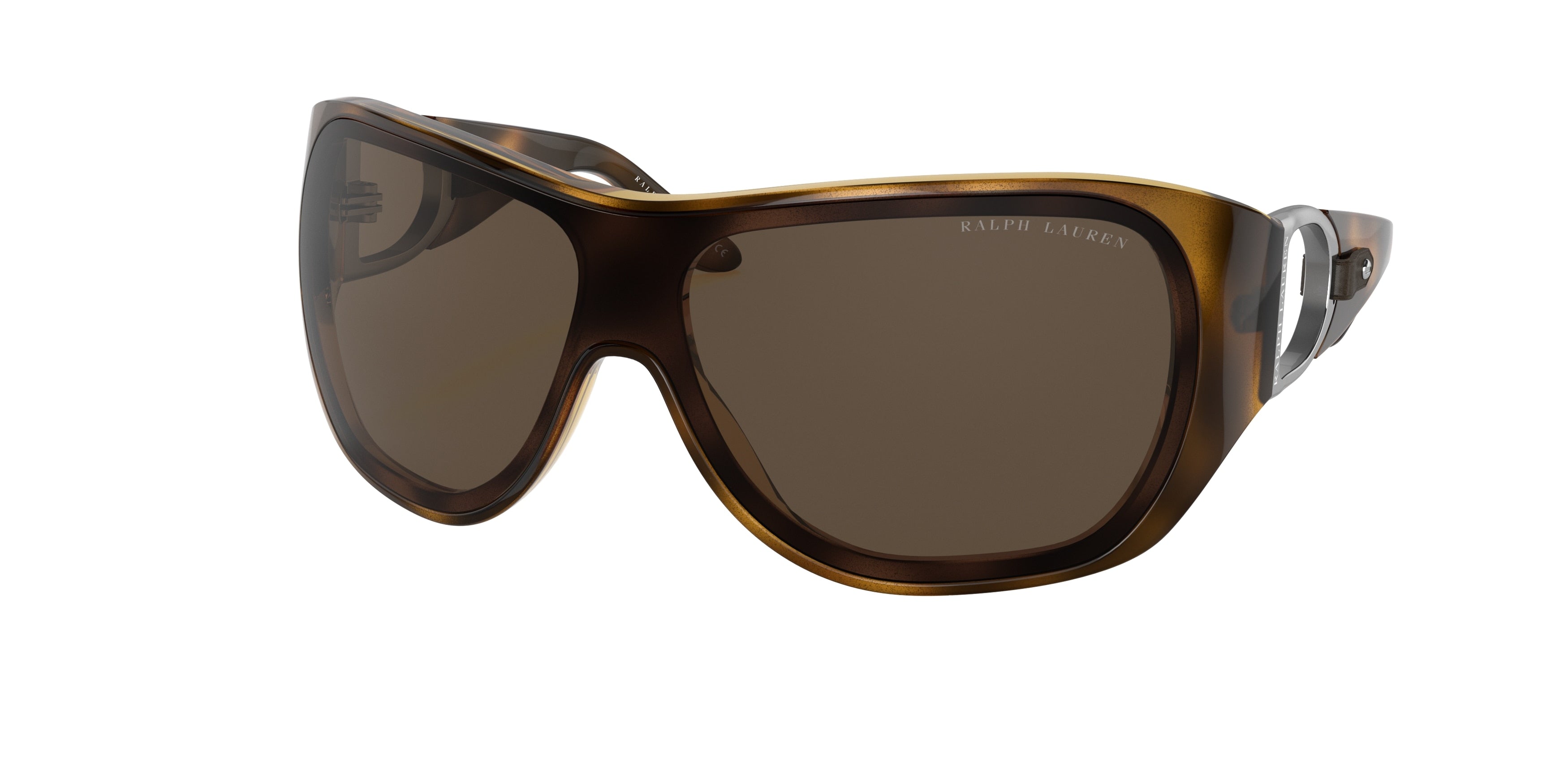 Ralph Lauren RL8189Q Irregular Sunglasses  500373-Shiny Dark Havana 34-110-134 - Color Map Brown