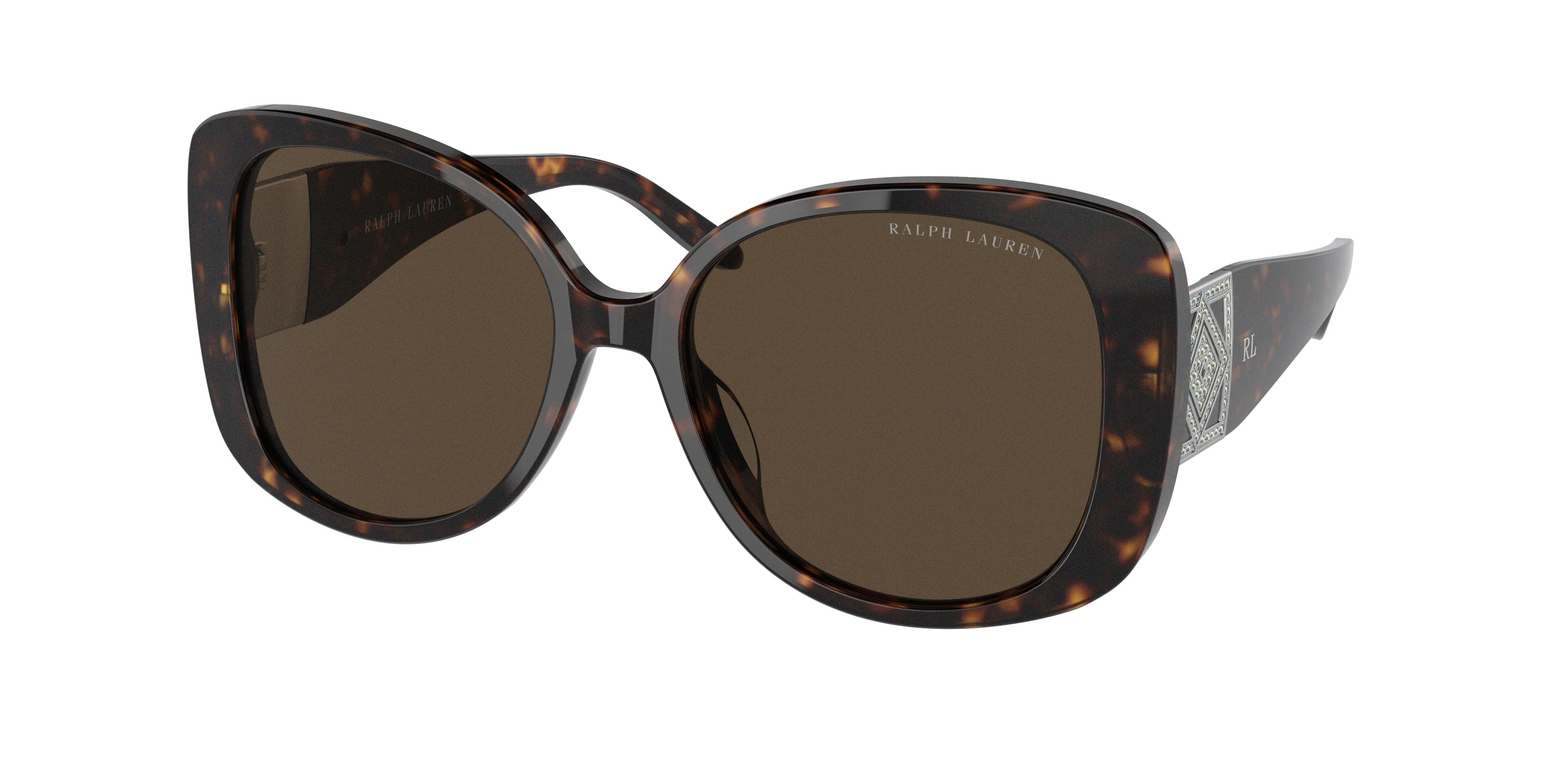 Ralph Lauren RL8196BU Butterfly Sunglasses  500373-Shiny Dark Havana 55-140-17 - Color Map Brown