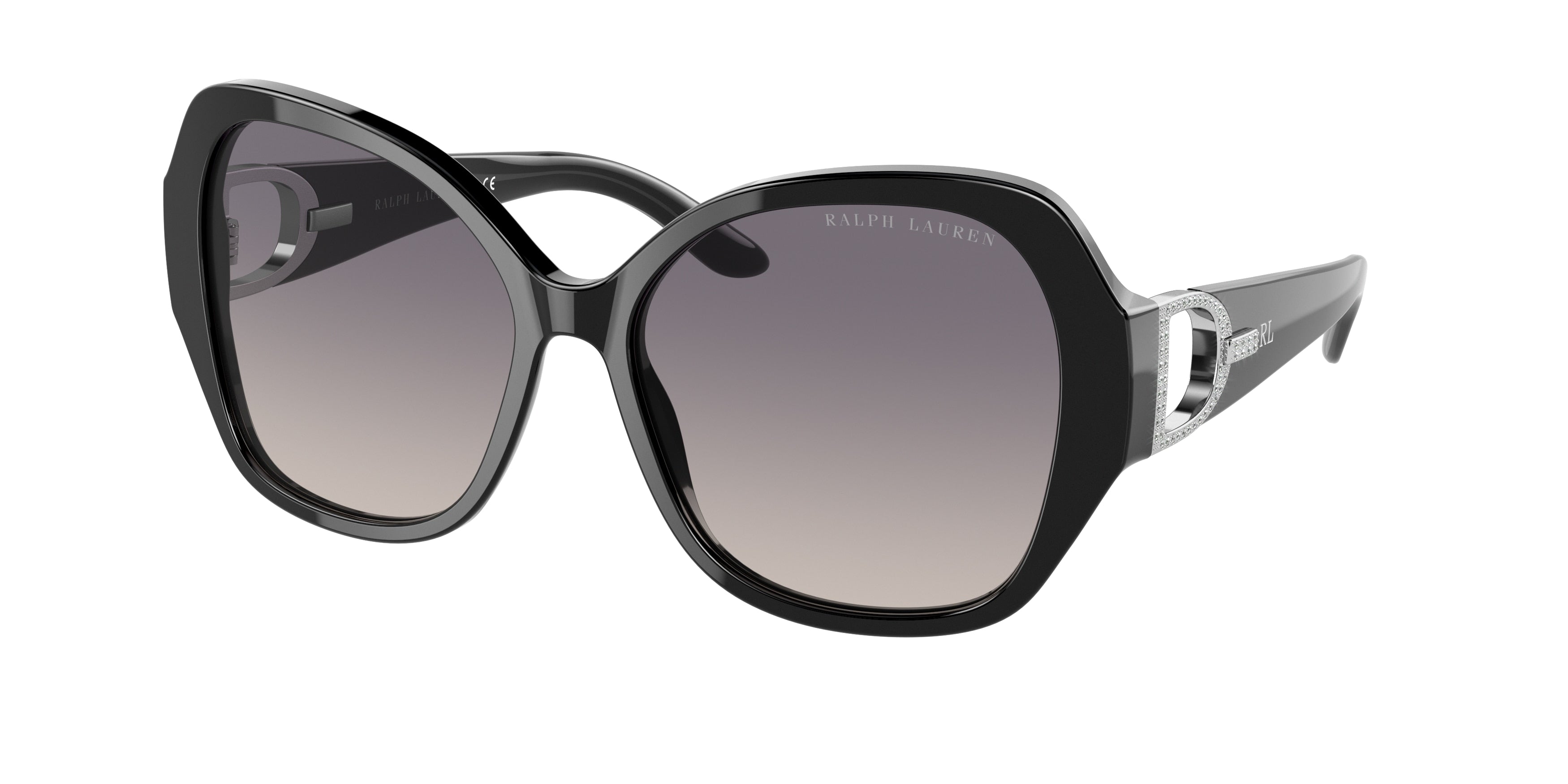 Ralph Lauren RL8202B Butterfly Sunglasses  5001V6-Shiny Black 57-140-16 - Color Map Black