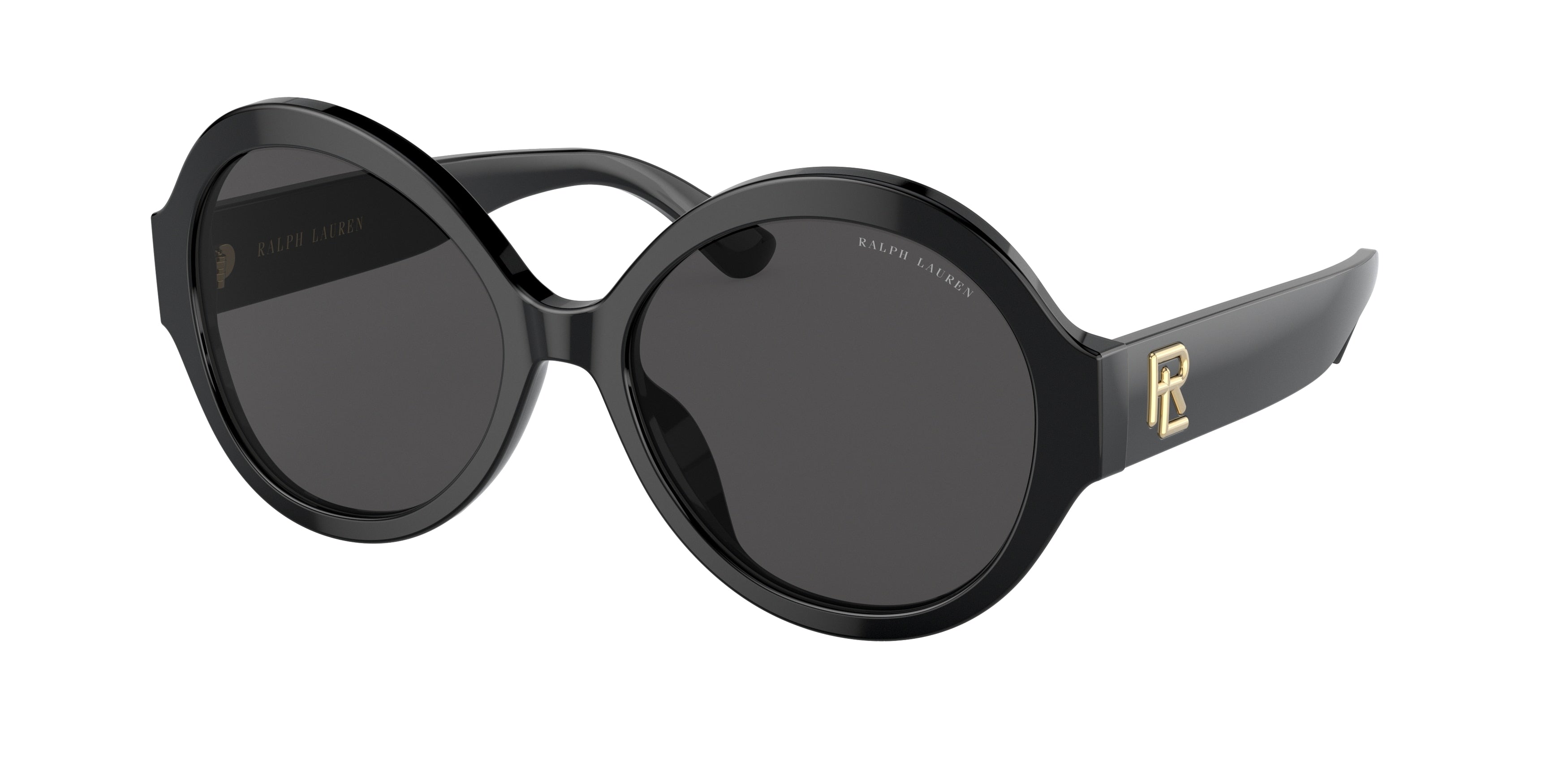 Ralph Lauren THE FARRAH RL8207U Round Sunglasses  500187-Shiny Black 55-145-17 - Color Map Black