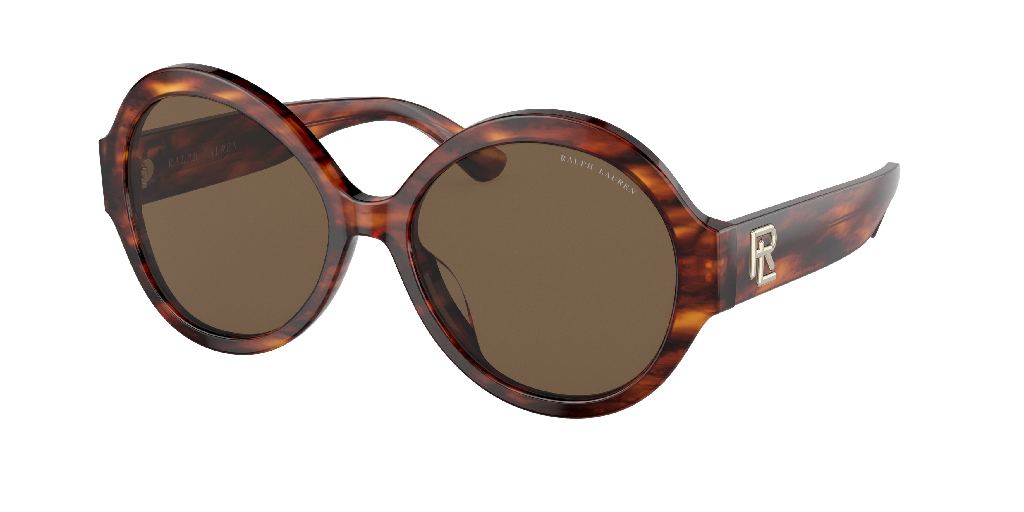 Ralph Lauren THE FARRAH RL8207U Round Sunglasses  500773-Shiny Striped Havana 55-145-17 - Color Map Tortoise