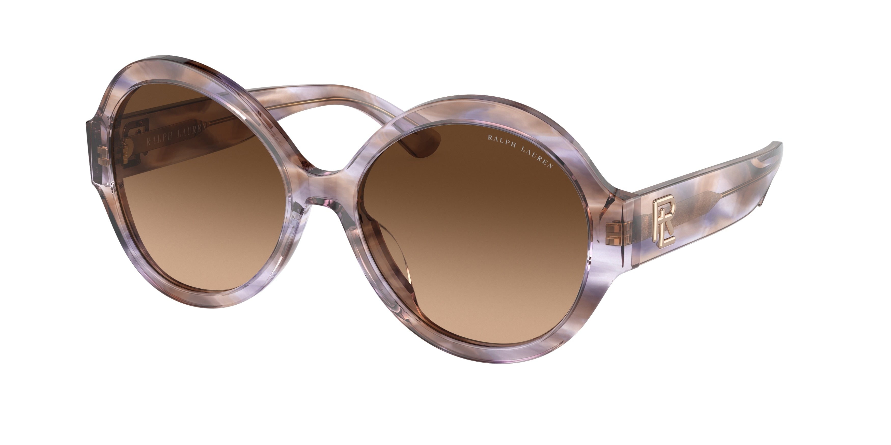 Ralph Lauren THE FARRAH RL8207U Round Sunglasses  603174-Shiny Violet Brown Havana 55-145-17 - Color Map Violet