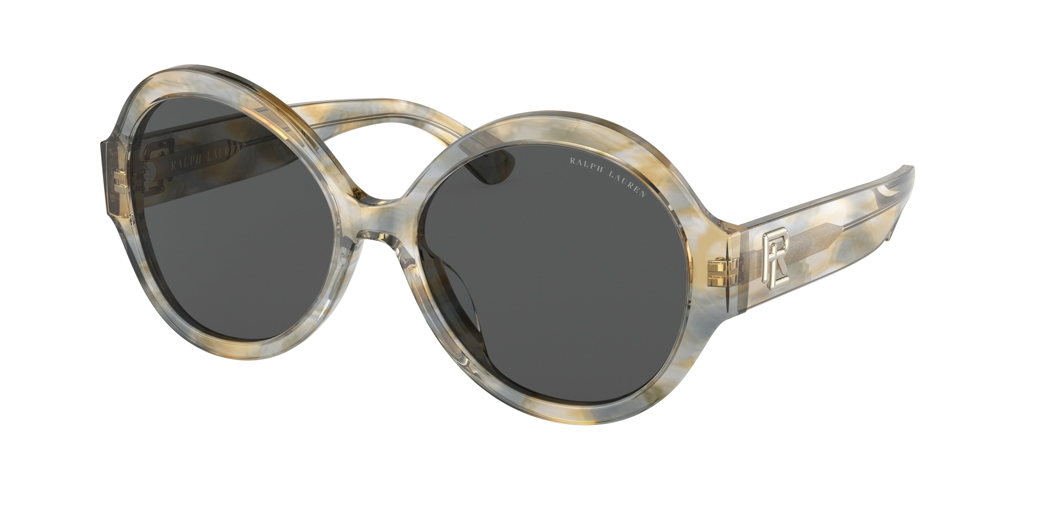 Ralph Lauren THE FARRAH RL8207U Round Sunglasses  603387-Shiny Grey Beige Havana 55-145-17 - Color Map Grey