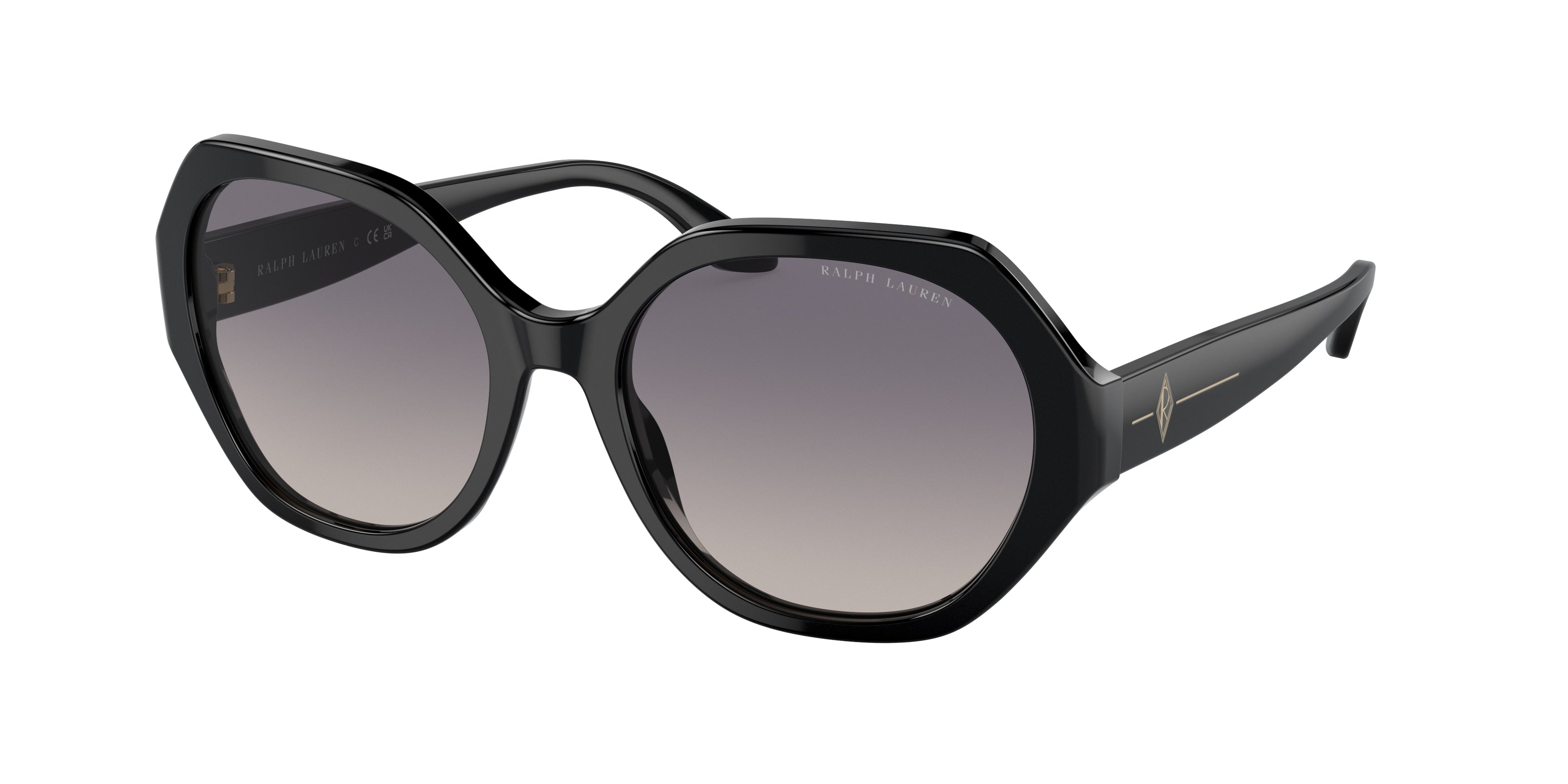 Ralph Lauren RL8208 Irregular Sunglasses  5001V6-Shiny Black 55-145-18 - Color Map Black