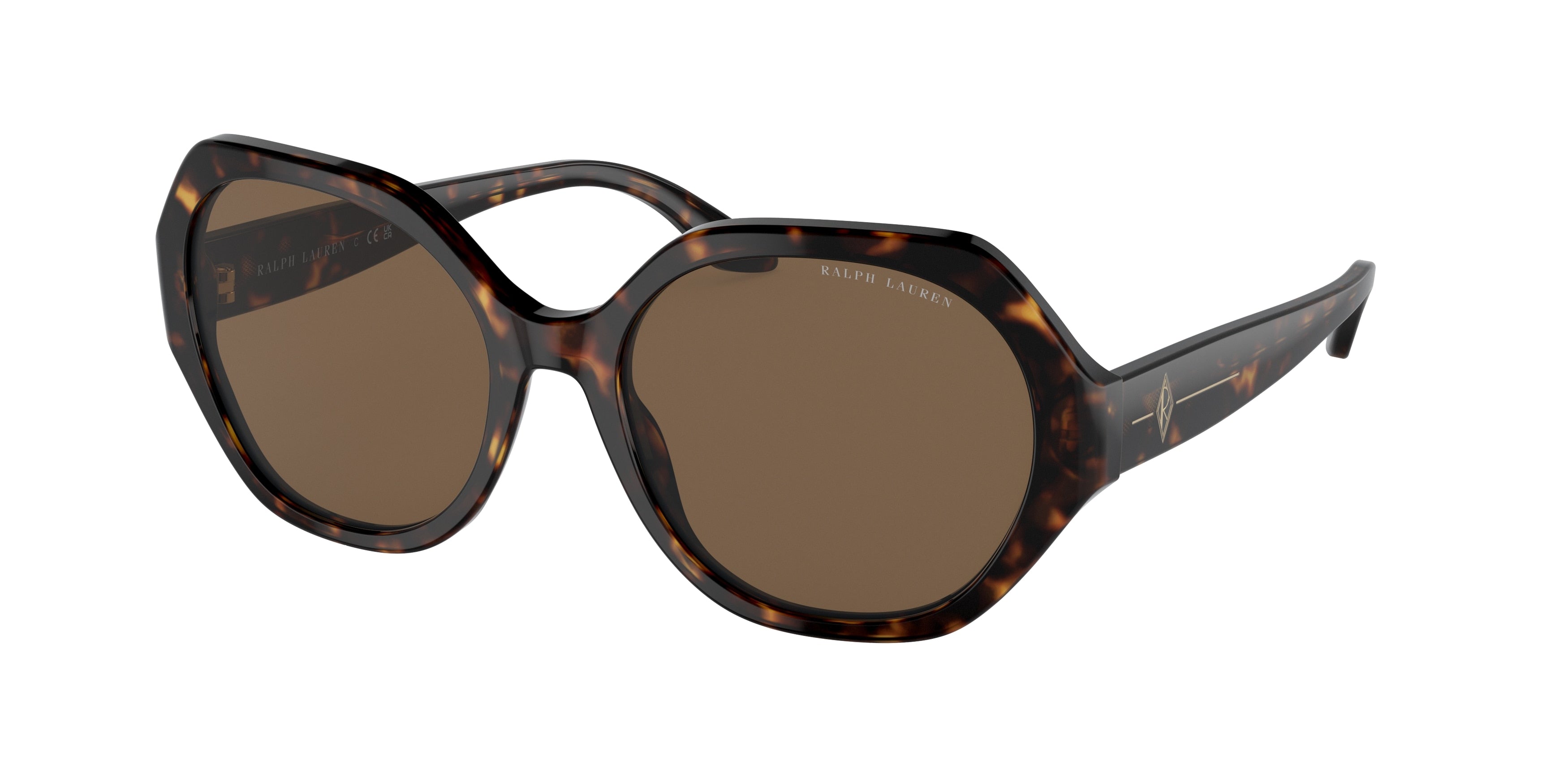 Ralph Lauren RL8208 Irregular Sunglasses  500373-Shiny Dark Havana 55-145-18 - Color Map Brown