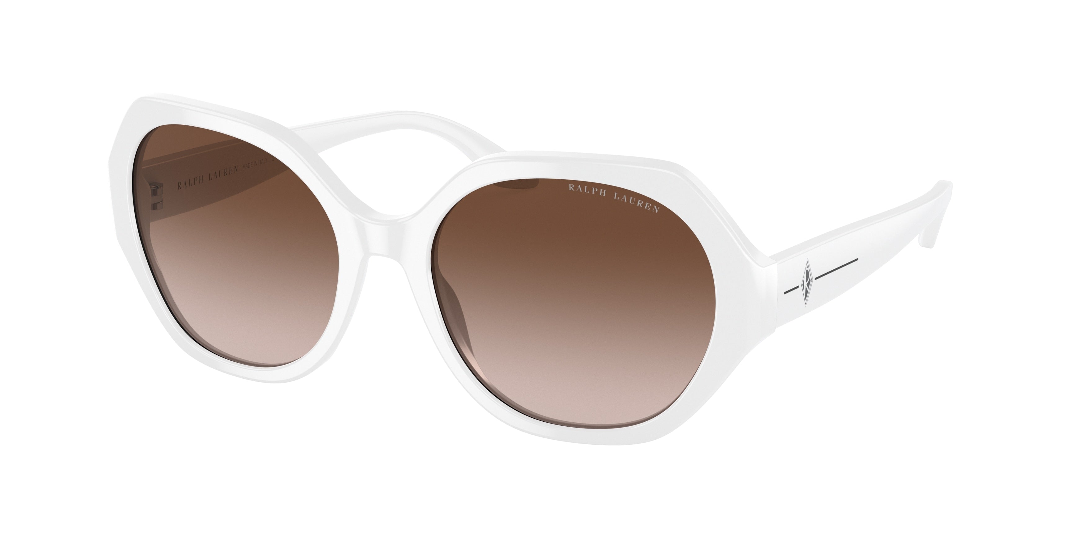 Ralph Lauren RL8208 Irregular Sunglasses  554413-Shiny Off White 55-145-18 - Color Map White