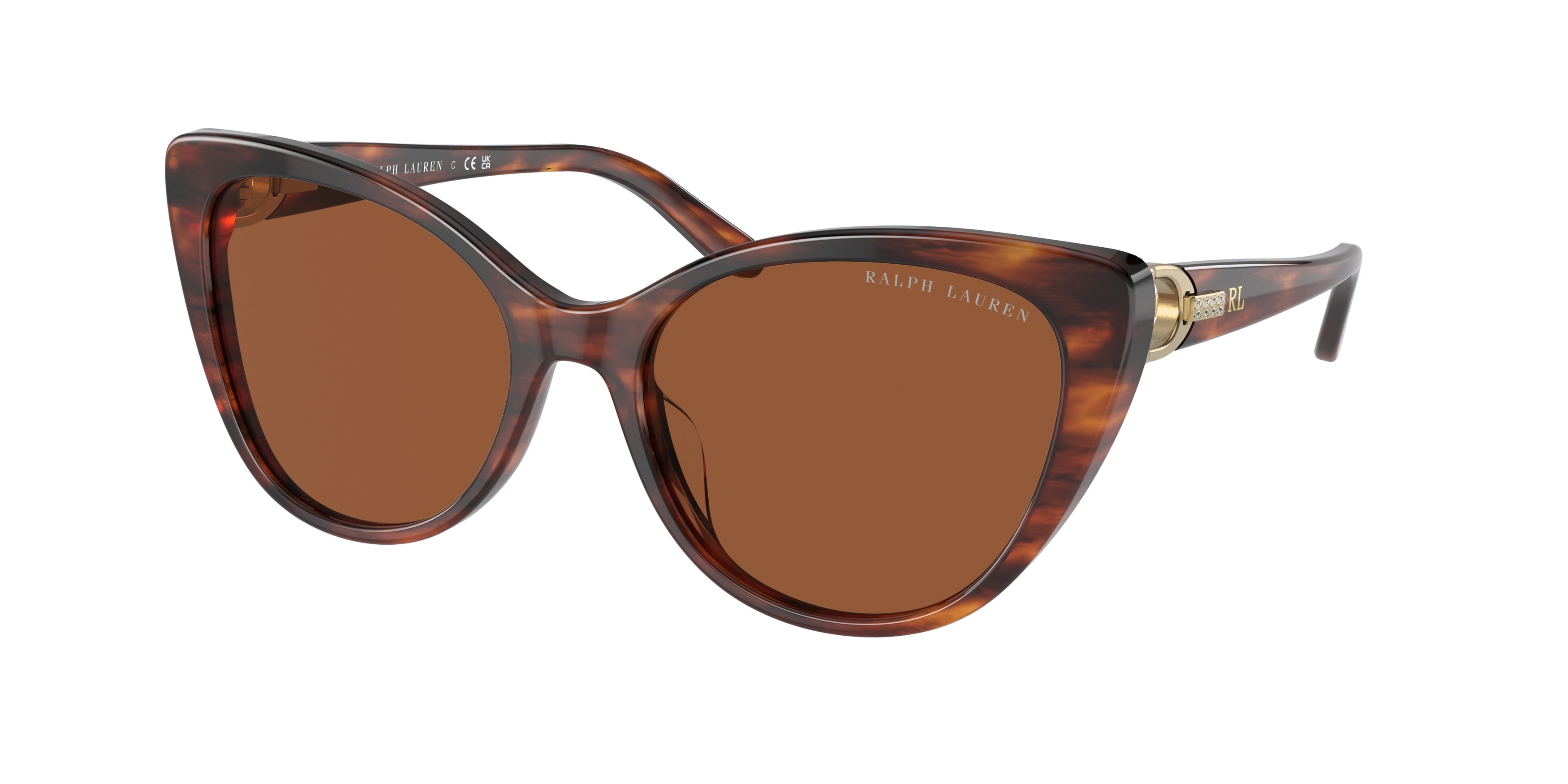 Ralph Lauren RL8215BU Cat Eye Sunglasses  500773-Stripped Havana 56-140-18 - Color Map Brown