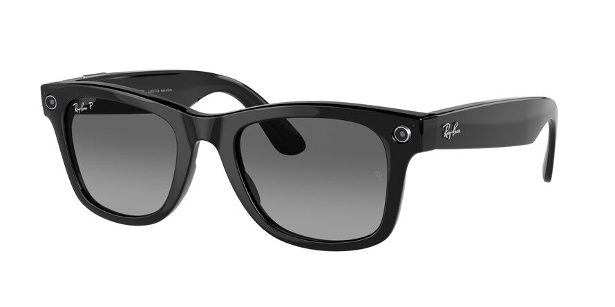 Ray-Ban Stories WAYFARER LARGE RW4004 Square Sunglasses  601/T3-BLACK 53-22-155 - Color Map black